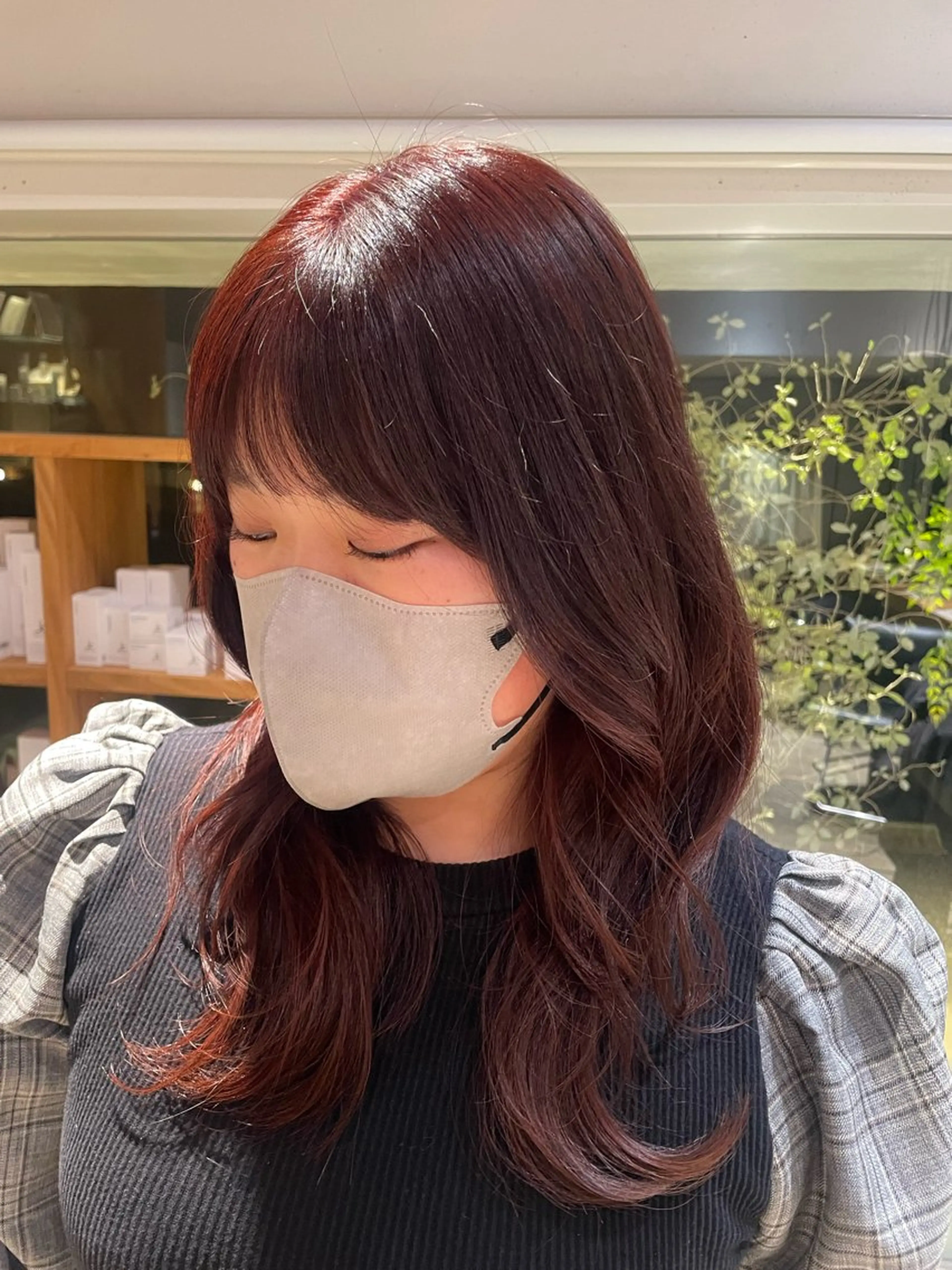 ロング カラー ブリーチ ブラウンカラー ブリーチなしカラー ピンクカラー ピンクブラウン 田口 純怜のヘアスタイル