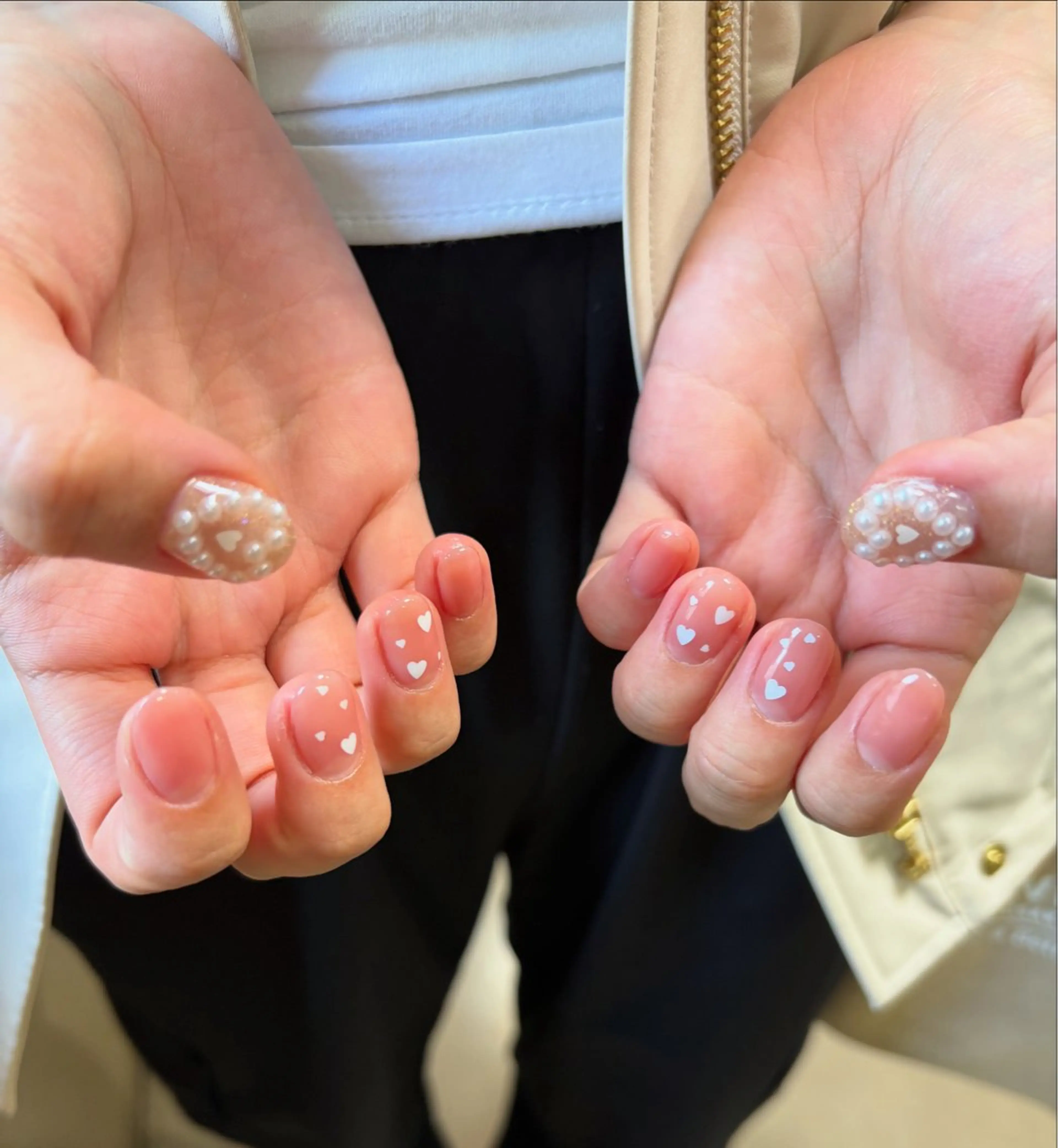 ネイル ガーリー ハート 韓国ネイル ピンク ハンドネイル フットネイル mieux YUKoのネイルデザイン