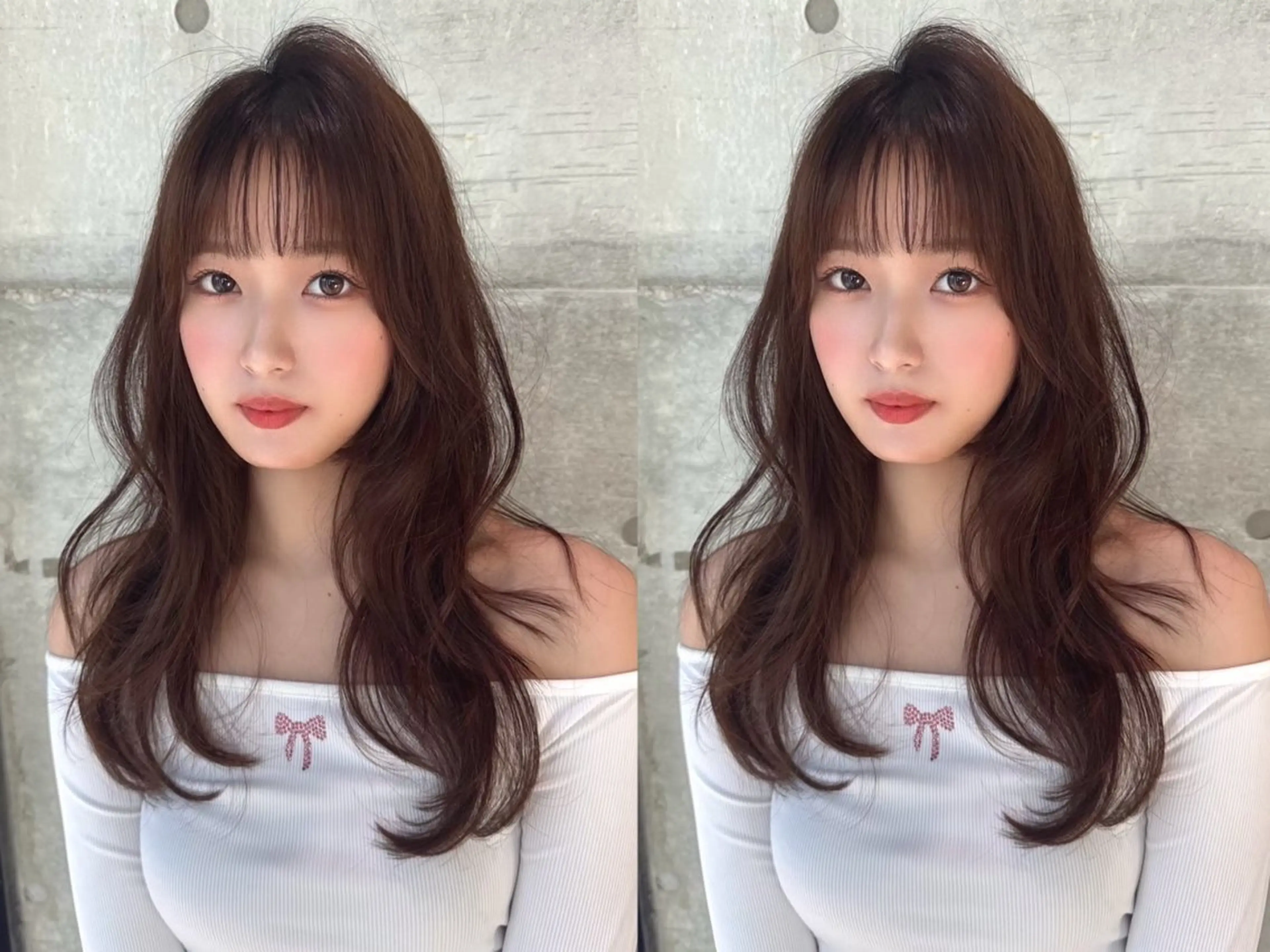 セミロング カット ヘアカラー MOE 福岡韓国ヘア✧︎のヘアスタイル