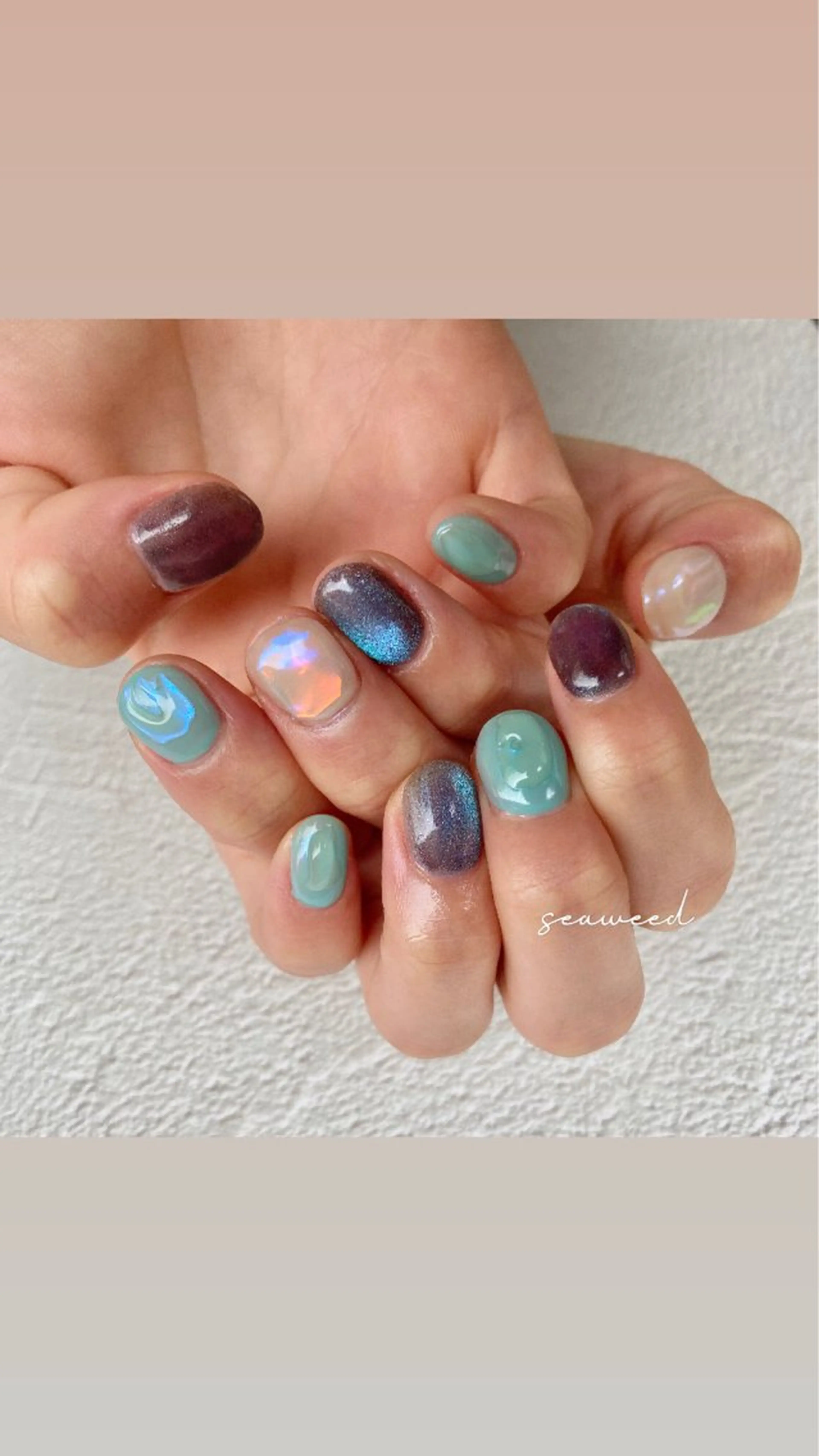 ネイル 氷ネイル・うるうるネイル seaweed nailのネイルデザイン