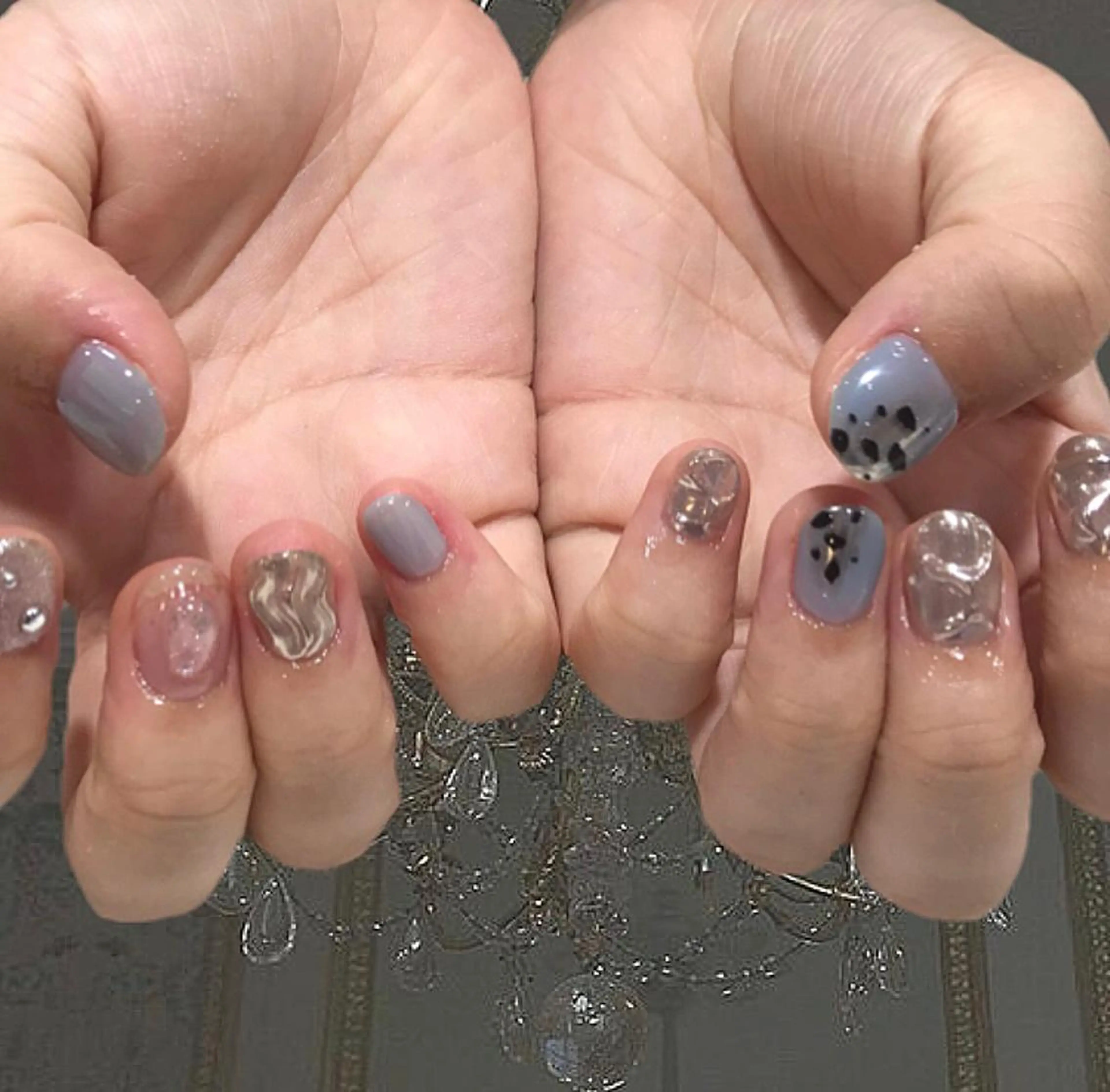 ネイル ブルー ガーリー ニュアンスネイル ピンク sharesalon    room59所属・nozomi 🌙のネイルデザイン
