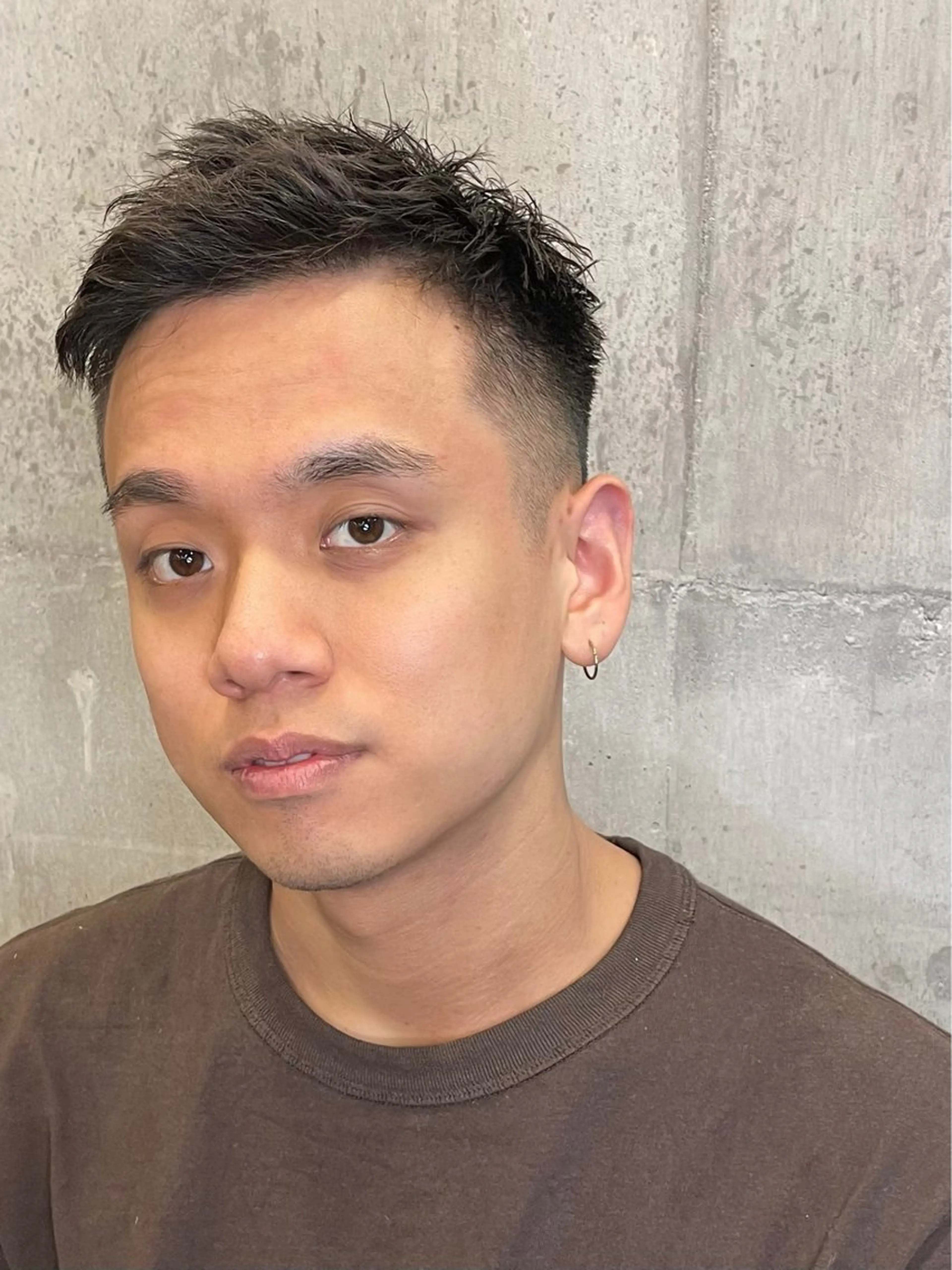 ショート メンズ アップバング 刈り上げ カット無料 長利愛花のヘアスタイル