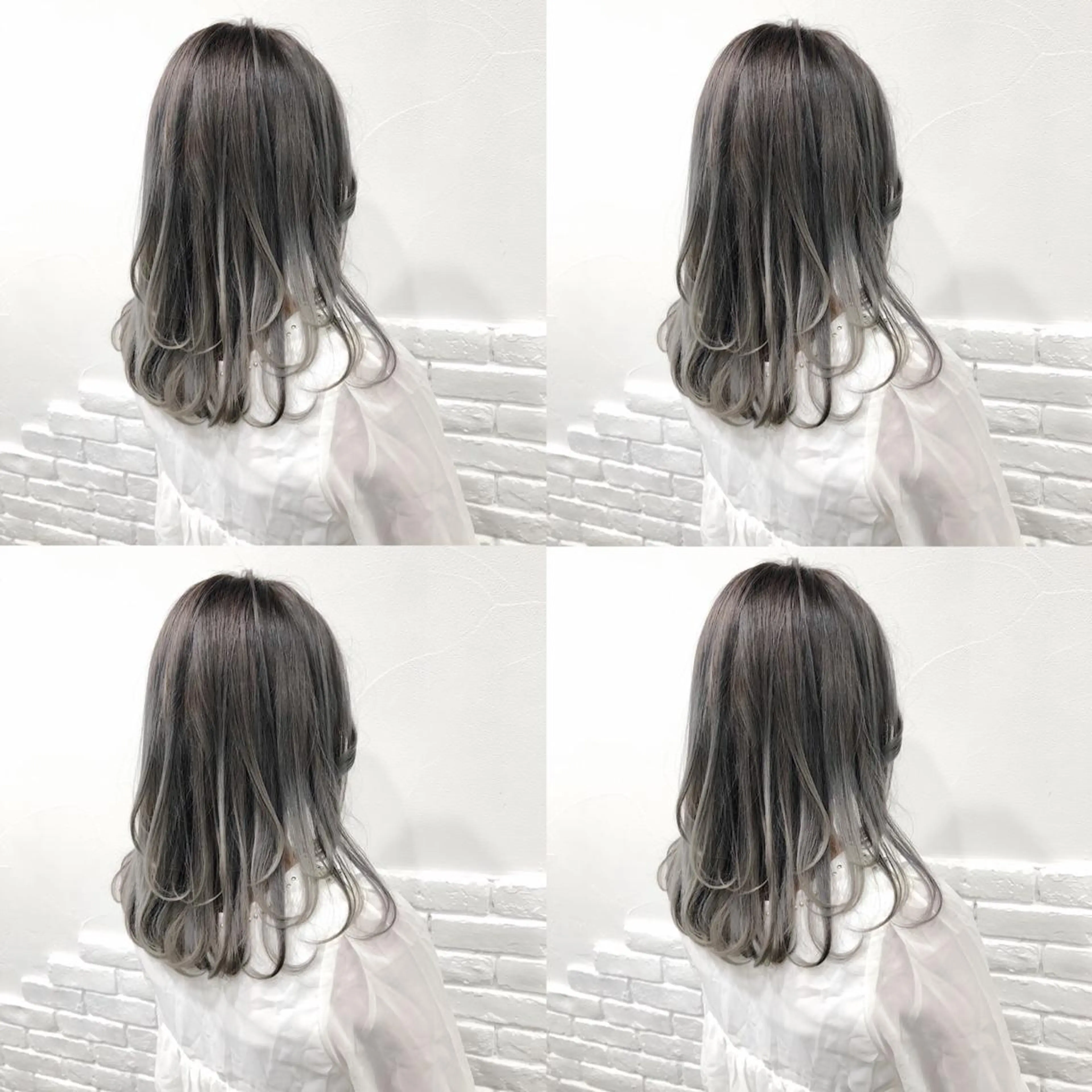 セミロング カラー ヘアアレンジ メンズ キッズ ヘアカラー トリートメント 💟Chloe原宿店 🩶ハイトーンのヘアスタイル