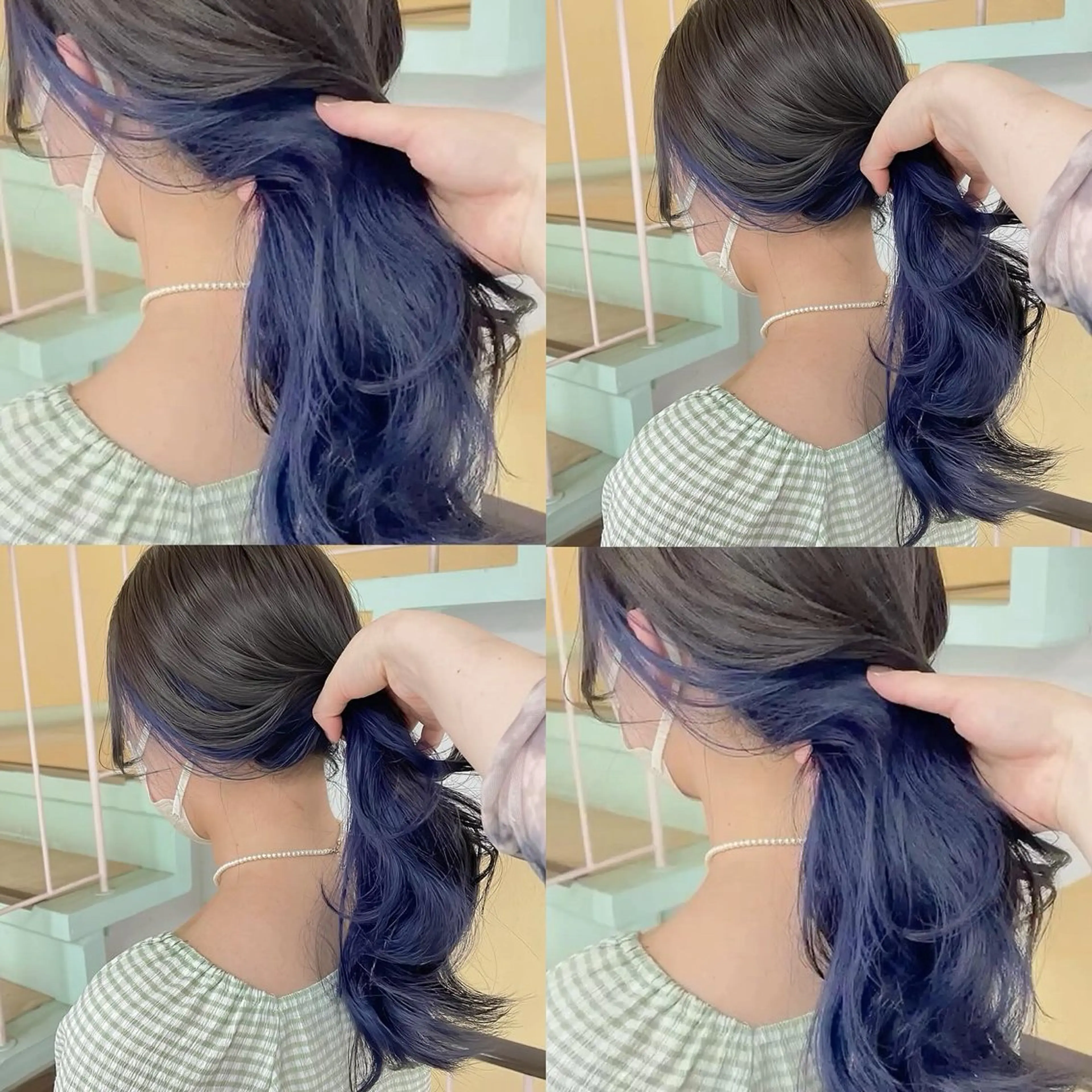 カラー ブルーカラー インナーカラー ネイビーカラー ヘアカラー トリートメント 渋谷:インナーカラー ／🍒エリカ🍒のヘアスタイル