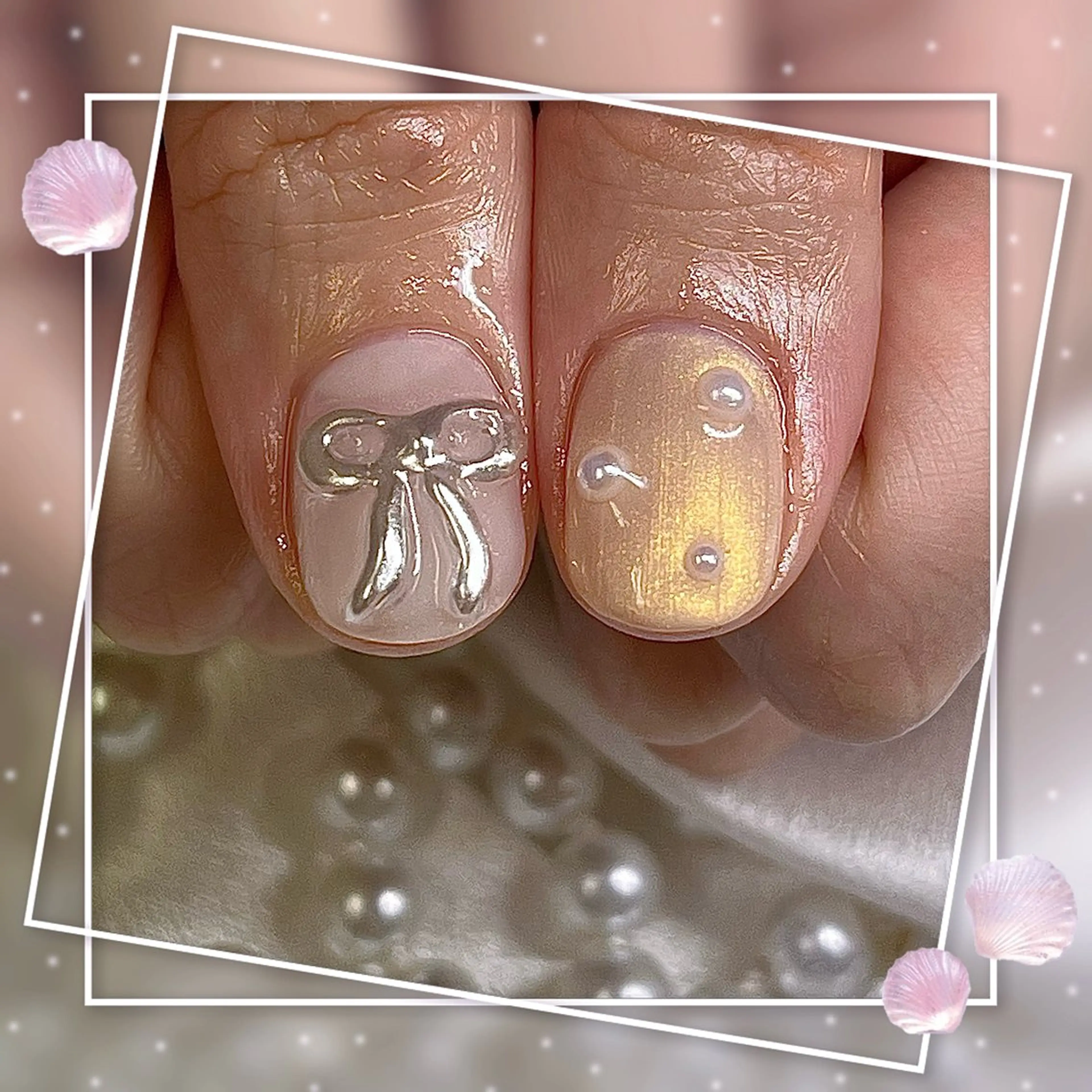 ネイル フレンチネイル グラデーション キラキラネイル 韓国ネイル マグネットネイル Chill Nailsalonのネイルデザイン
