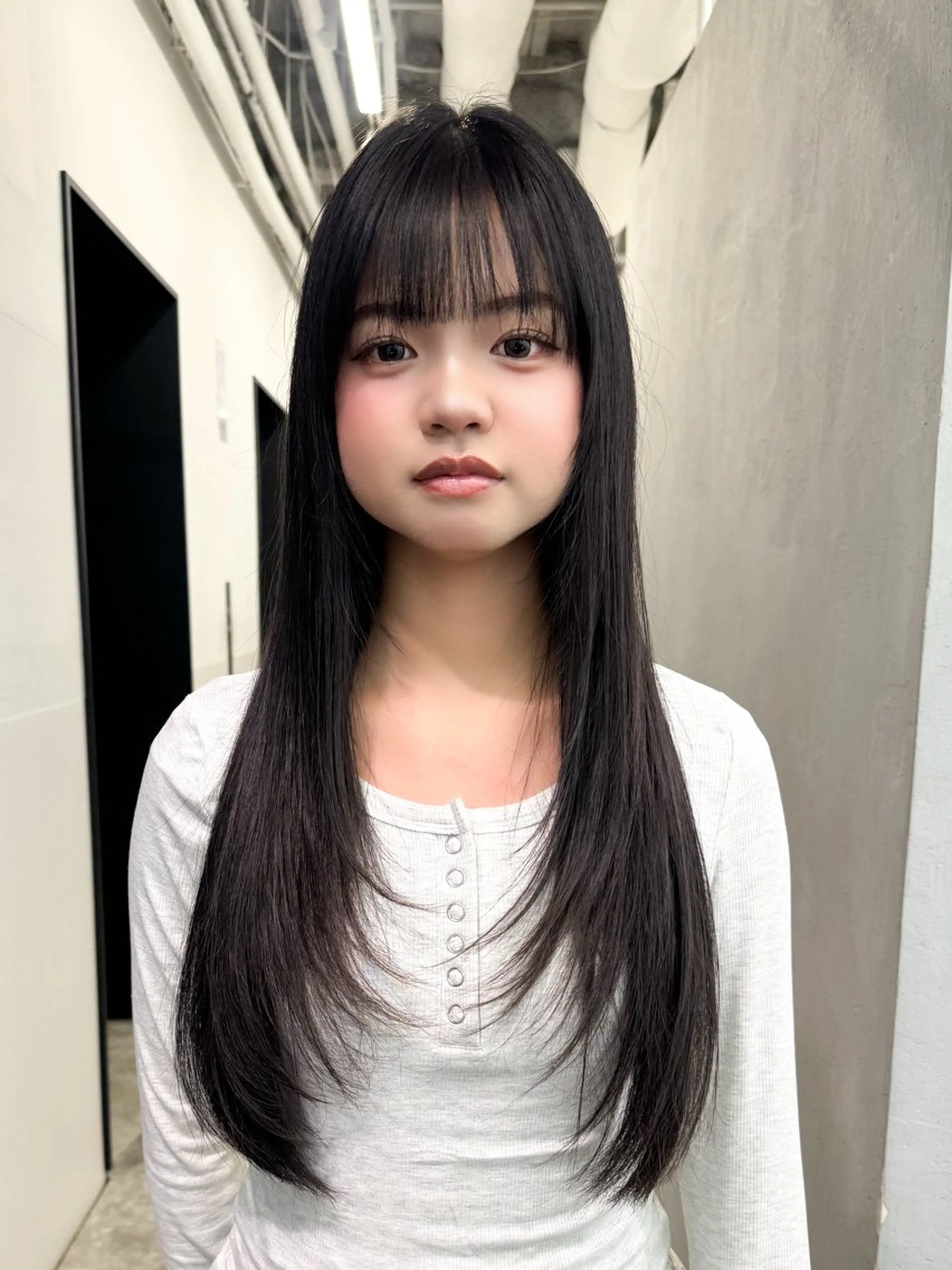 ロング 韓国風ヘア レイヤーカット salowin 渋谷　joule所属・美髪矯正 韓国レイヤーのヘアスタイル