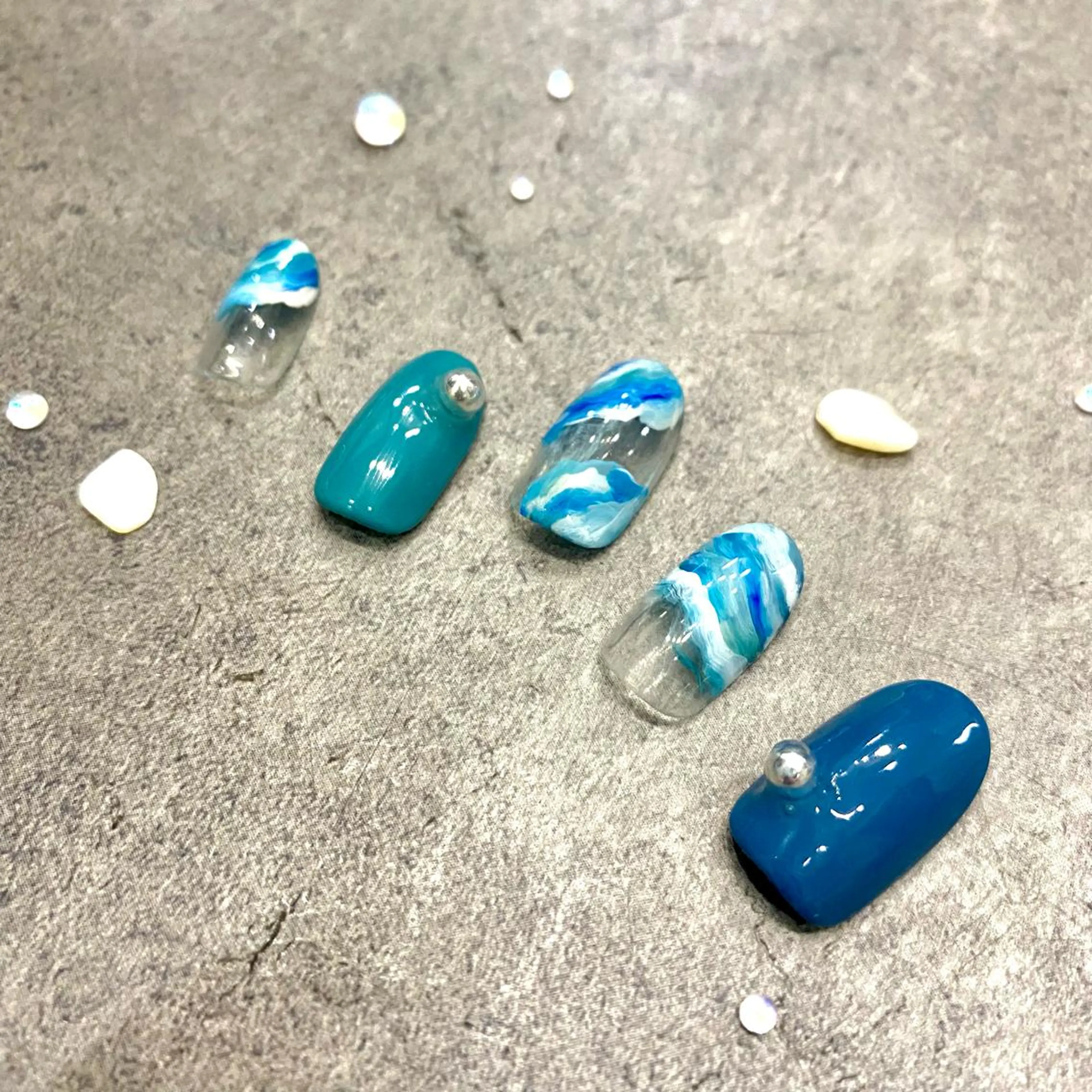 ネイル 水色 B☆STELLA SUNAKAWAのネイルデザイン