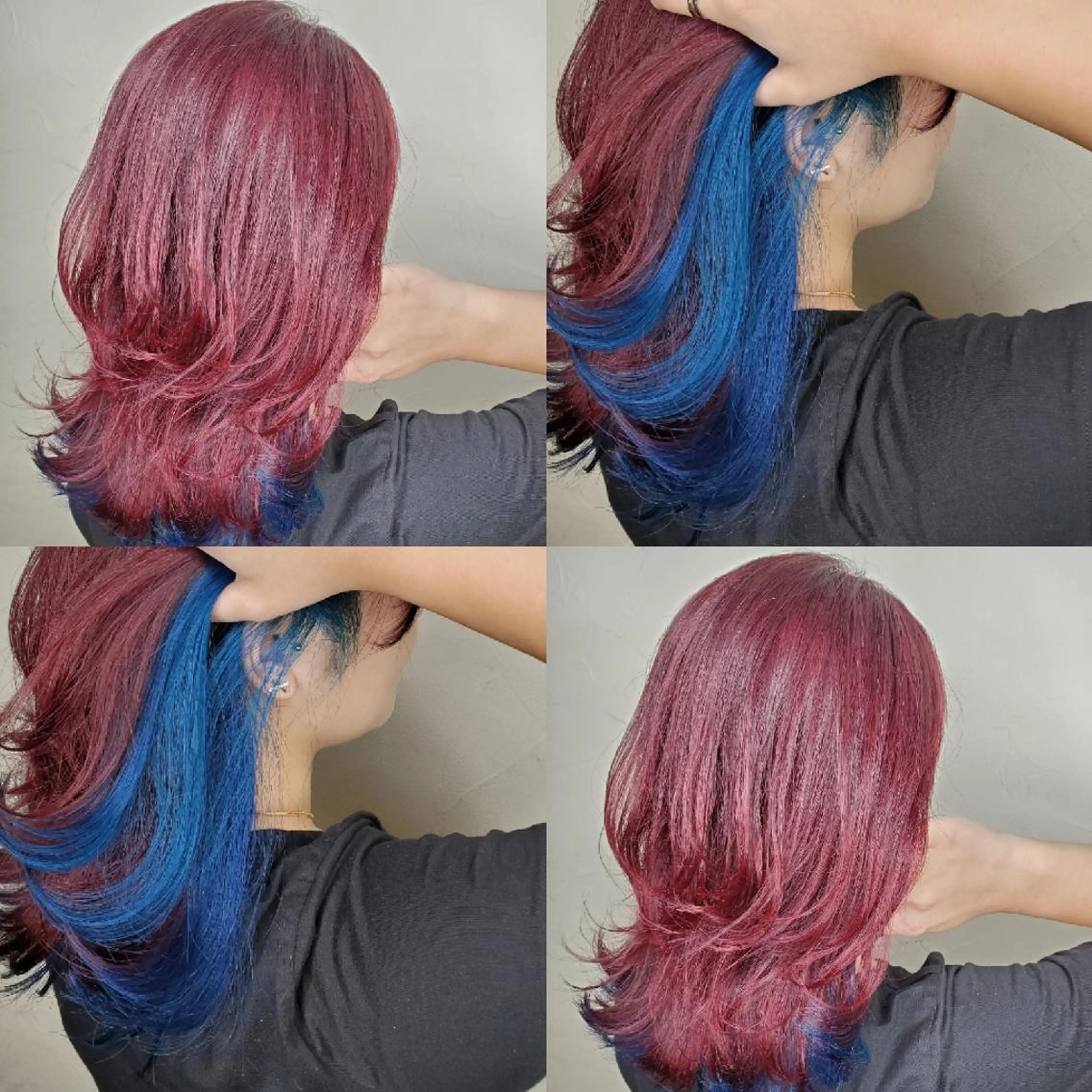 ミディアム ヘアカラー ツヤ髪✨縮毛矯正 ハイトーンカラーのヘアスタイル