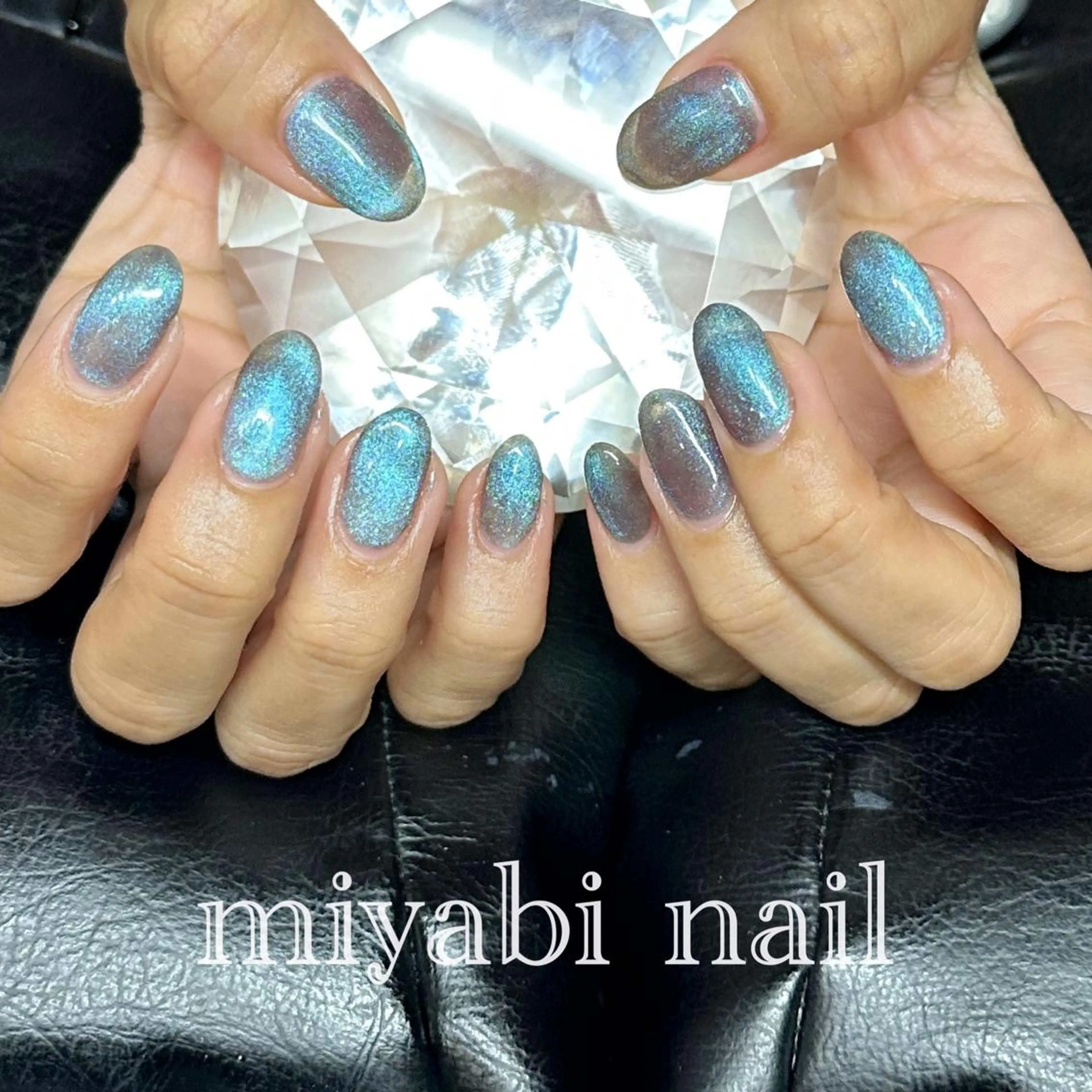 ネイル ブルー クリアネイル ジェルネイル マグネットネイル 持ち込み ハンドネイル miyabi nail 桂川駅近くのネイルデザイン