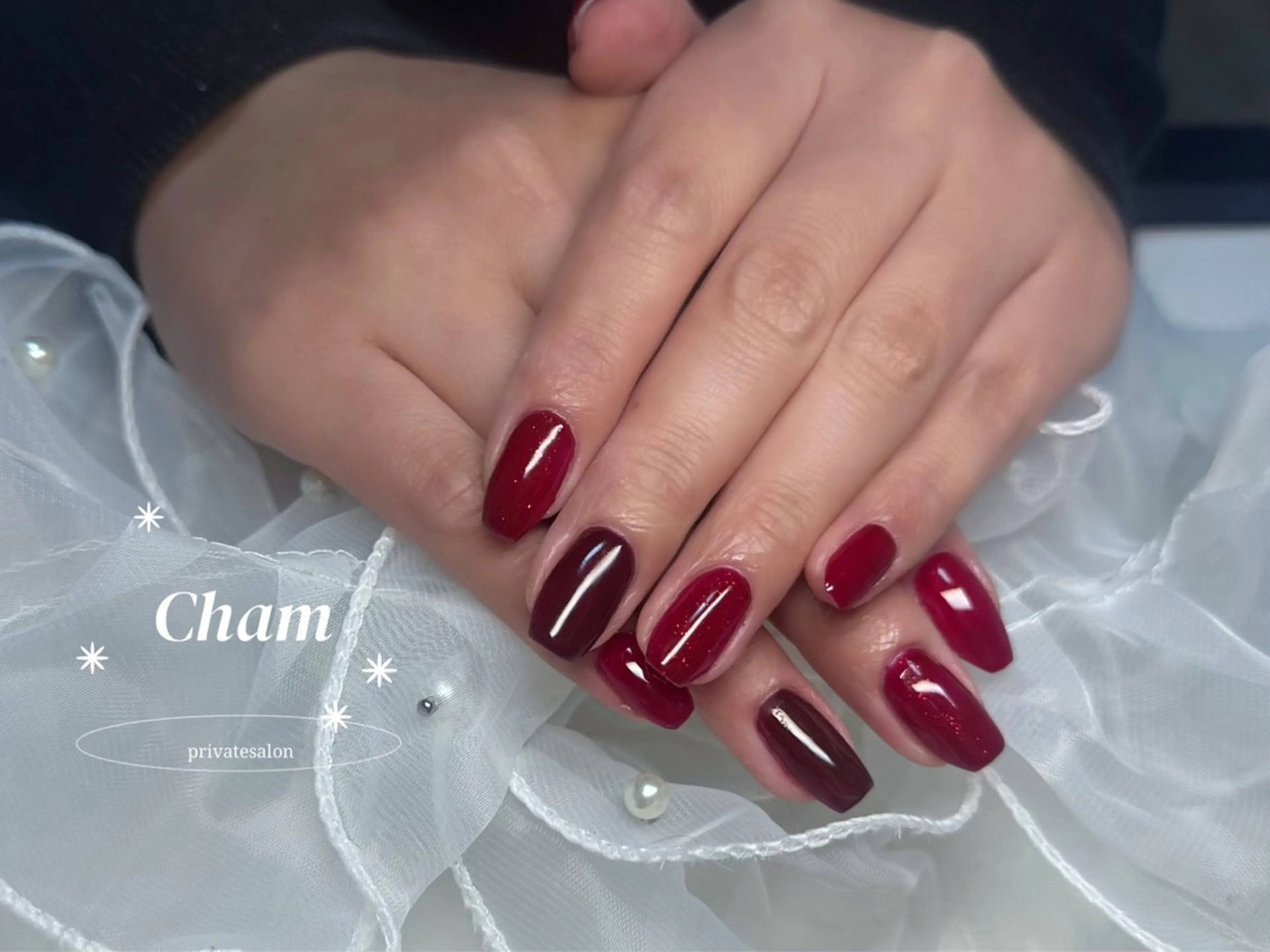 ネイル ボルドー Cham Haruneのネイルデザイン