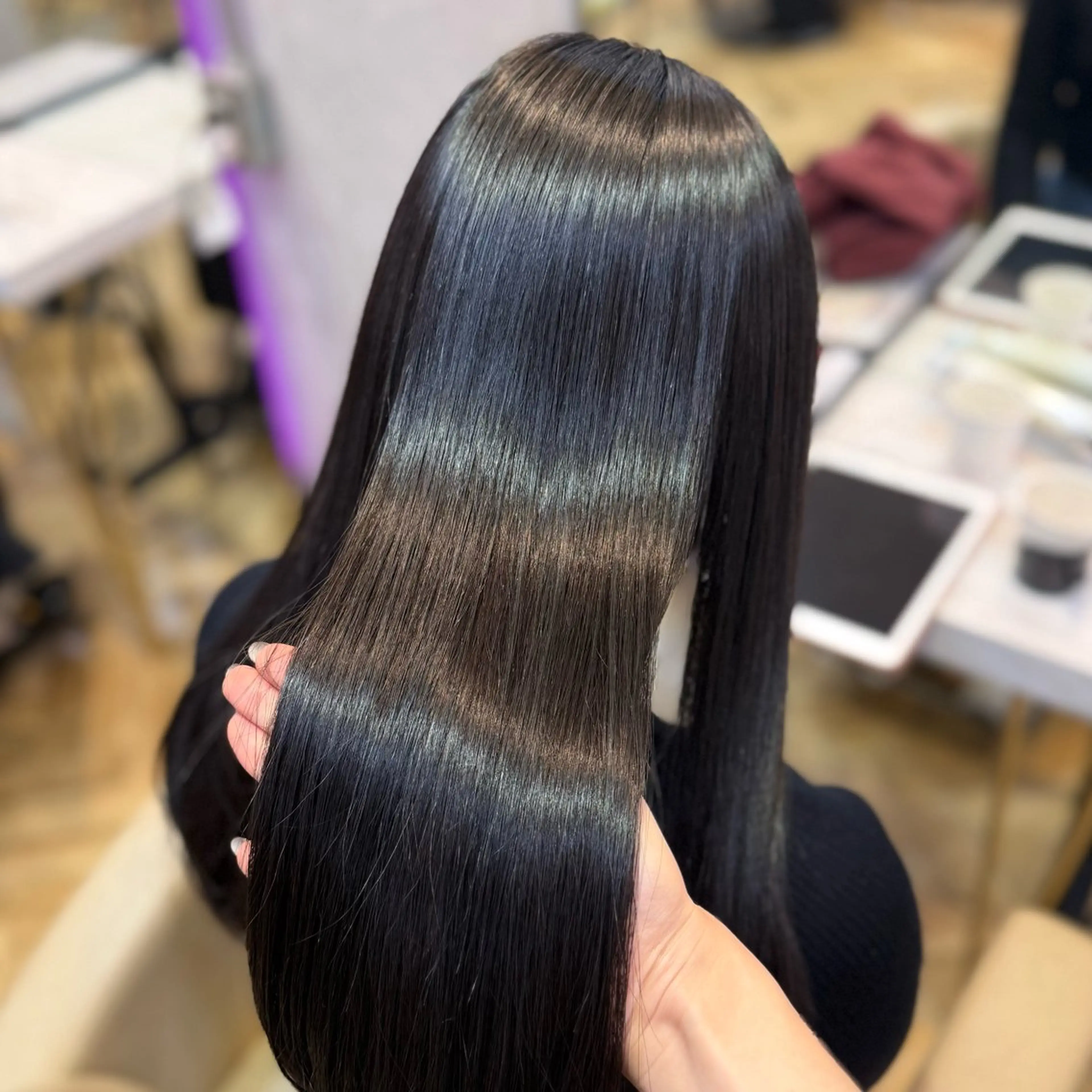 ロング 顔周りカット 韓国風ヘア カット 縮毛矯正 トリートメント 韓国ヘア/艶髪/ 透明感カラー/つぐみのヘアスタイル