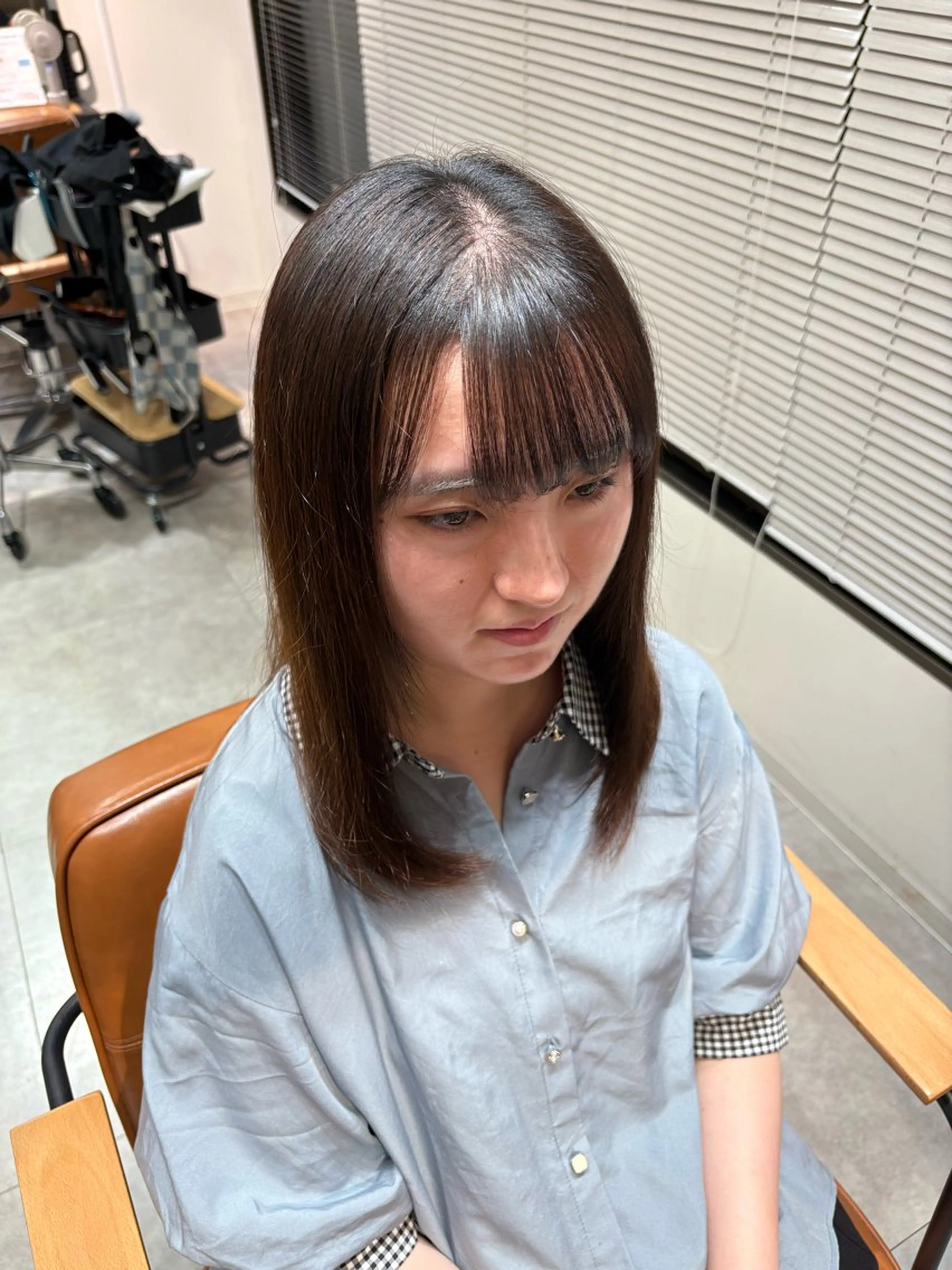 セミロング セミロングパーマ 縮毛矯正 こうき/前髪割れ癖 改善/カット/カラーのヘアスタイル