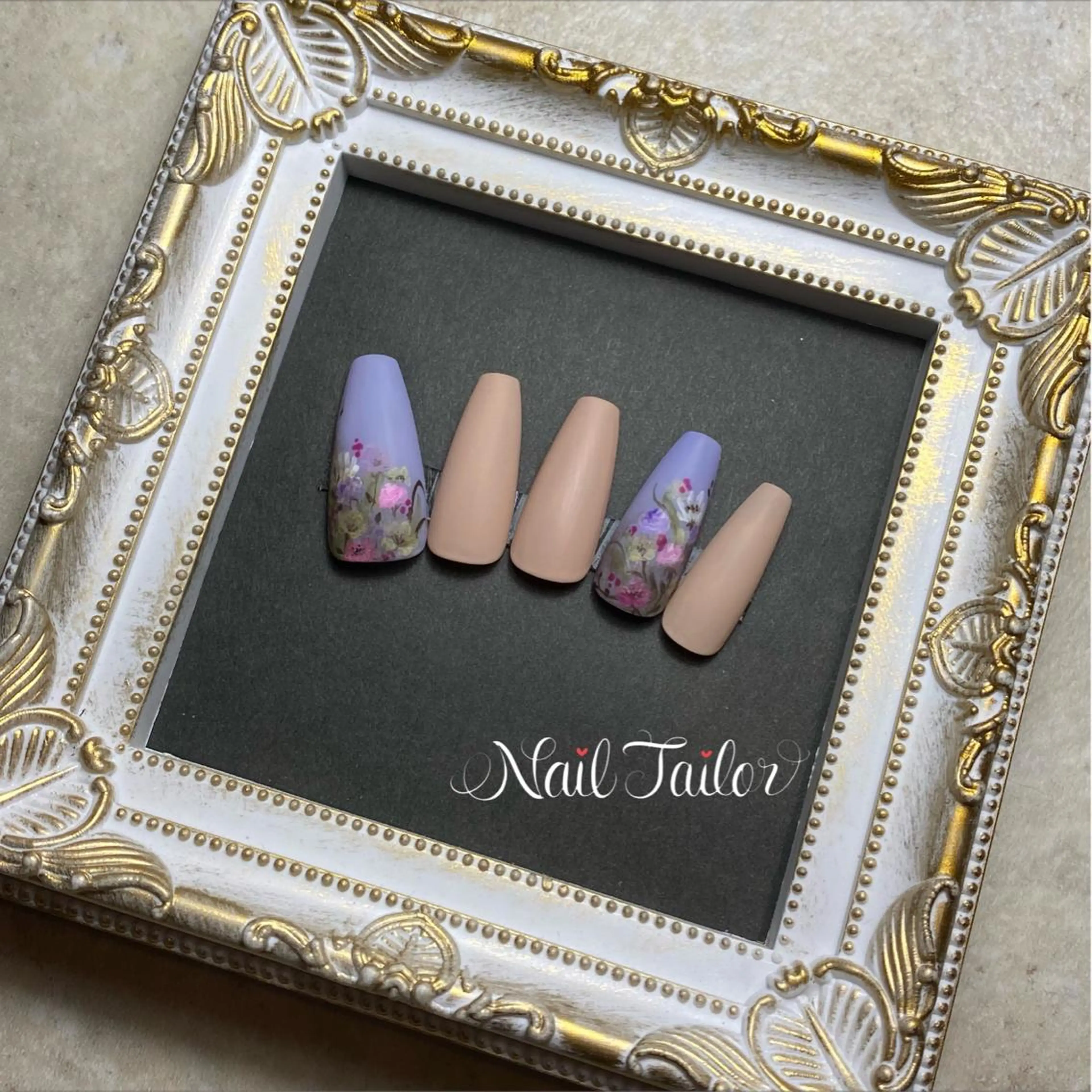 ネイル アートネイル 長さ出し フラワーネイル ジェルネイル マットネイル ハンドネイル 〜Nail Tailor〜　ネイルテイラー所属・NailTailor ネイルテイラーのネイルデザイン