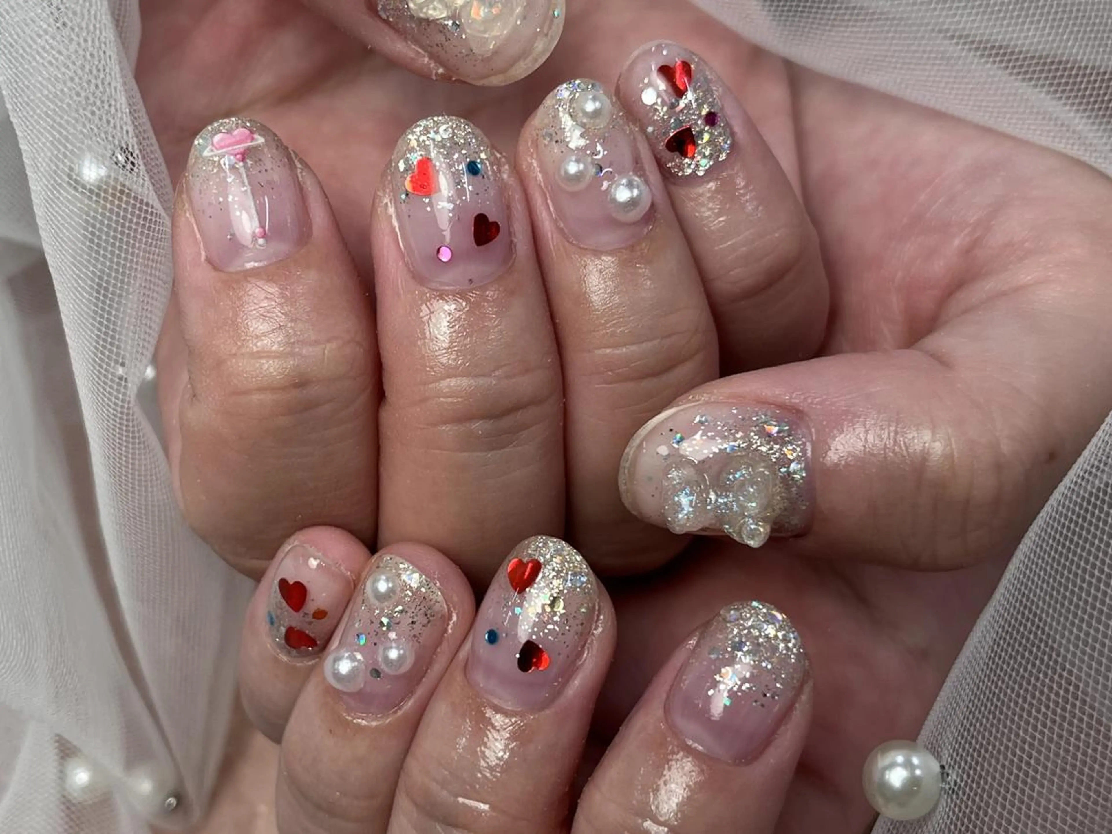 ネイル ハート キラキラネイル ラメ(グリッター) ハンドネイル ToliyDeliy Nail Salonのネイルデザイン