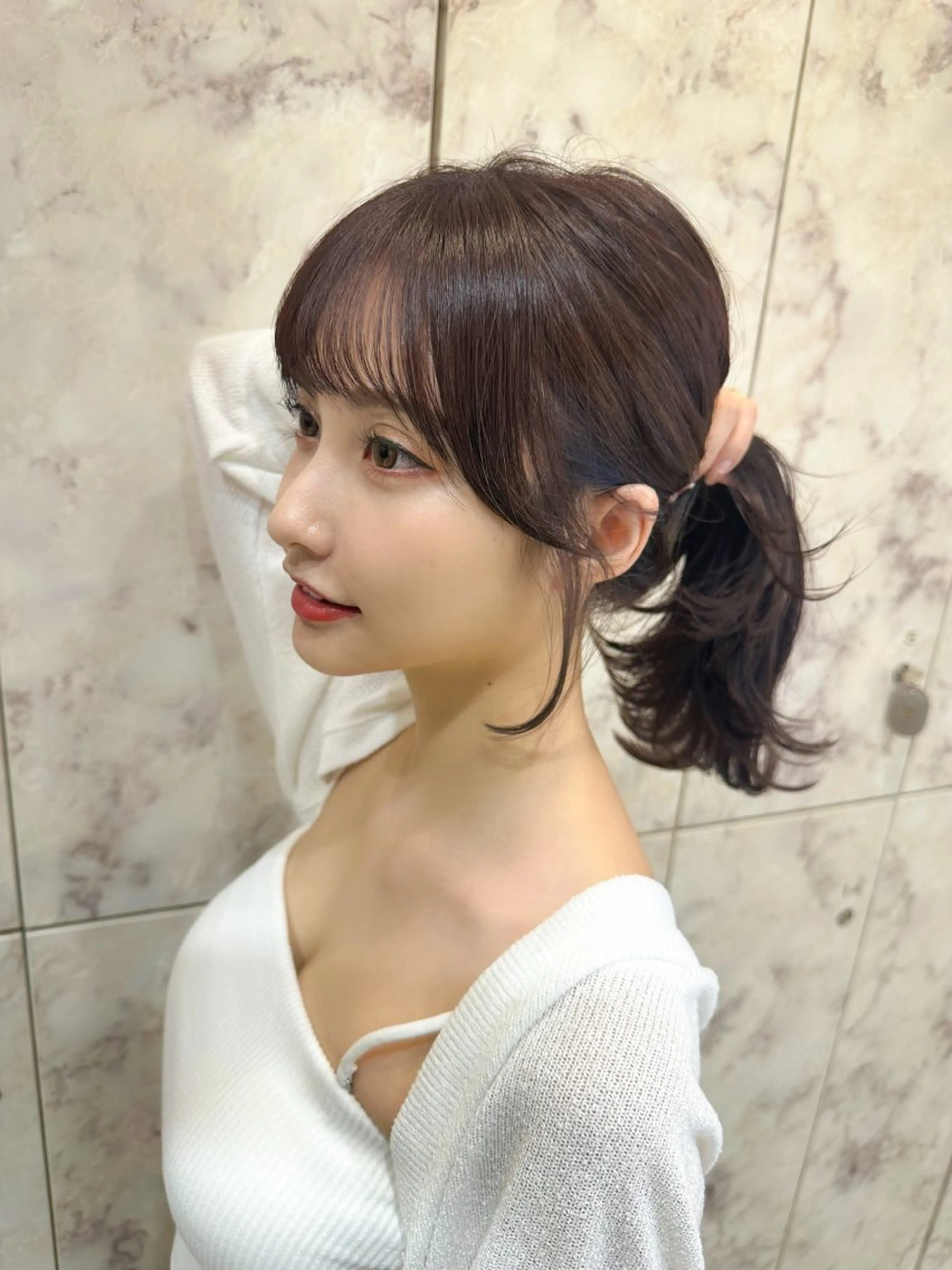 セミロング カラー 新宿/韓国風レイヤー 髪質改善/渋谷直樹のヘアスタイル