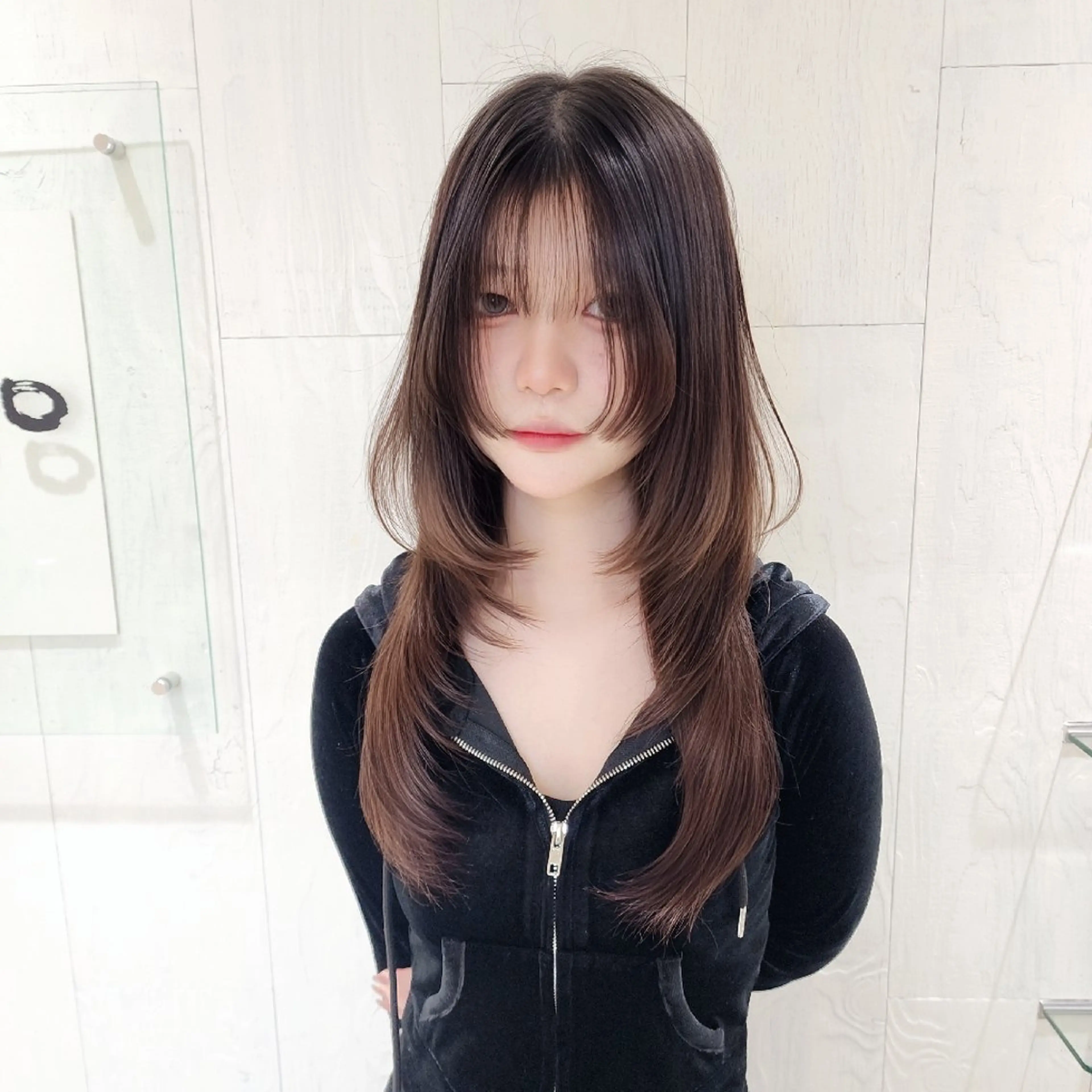 ロング 顔周りカット ハッシュカット 姫カット カット トリートメント レイヤーカット/ ウルフカット/大橋 のヘアスタイル