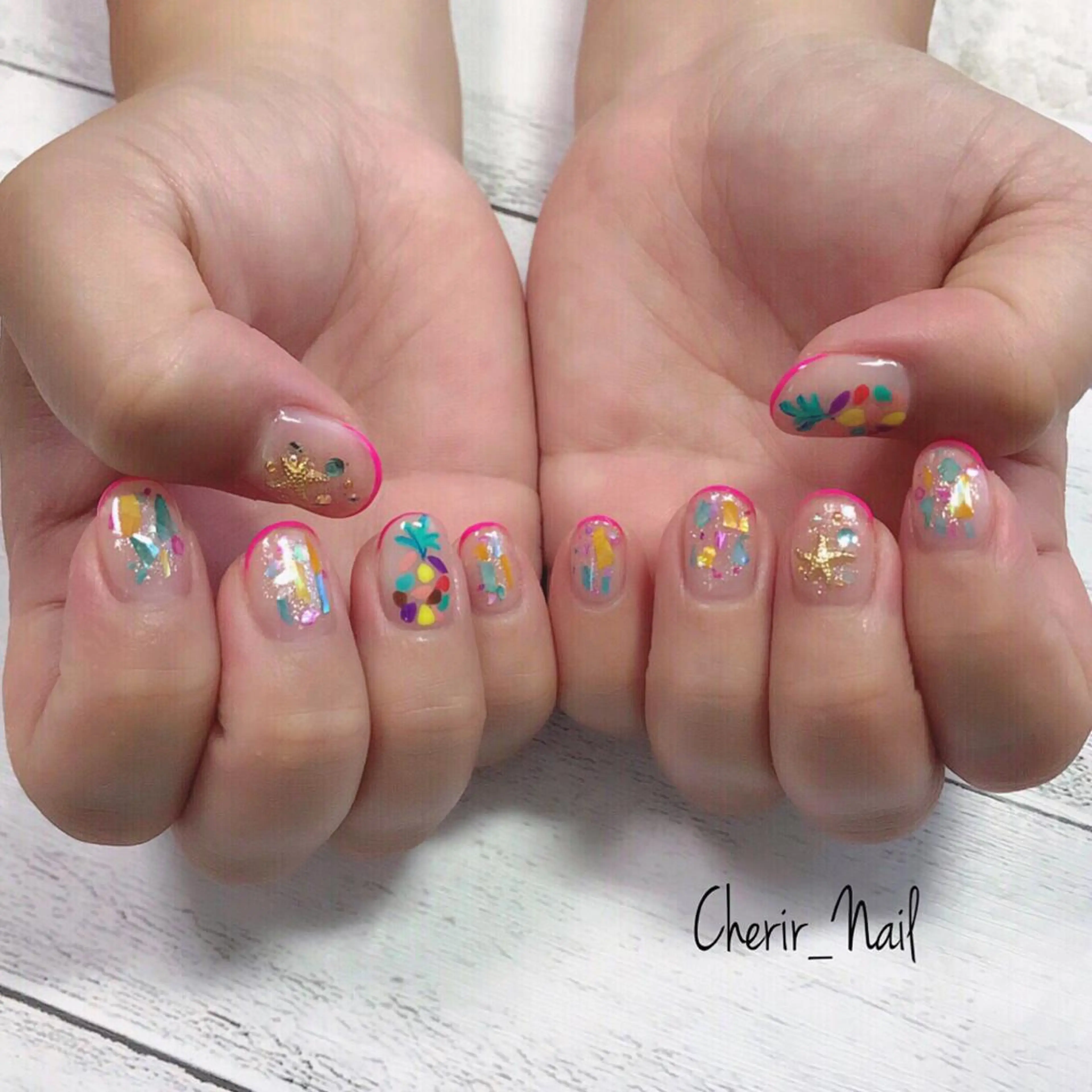 ネイル クリアネイル 夏ネイル Cherirnail kaoriのネイルデザイン