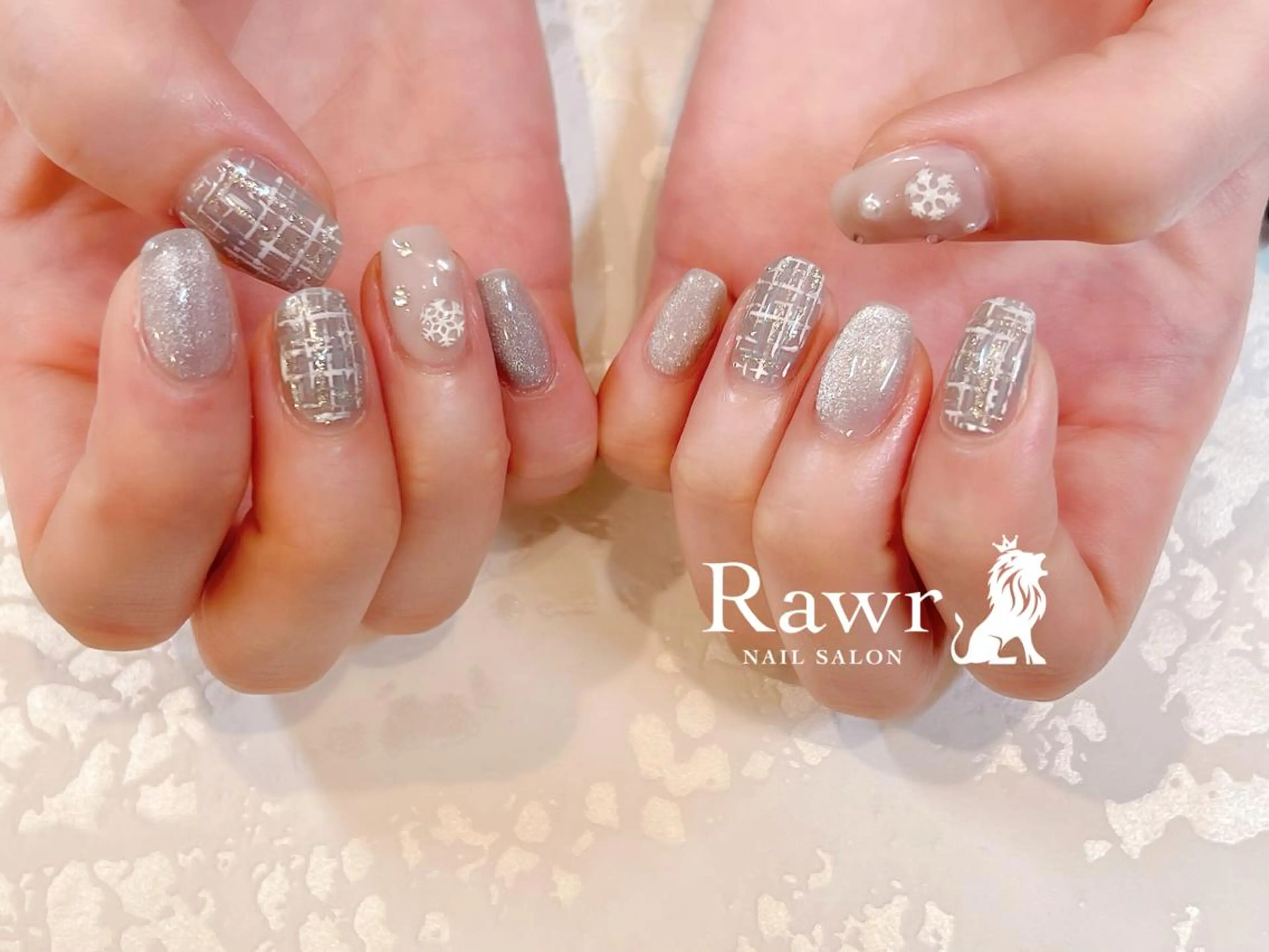 ネイル ツイードネイル ハンドネイル Rawr / saoriのネイルデザイン