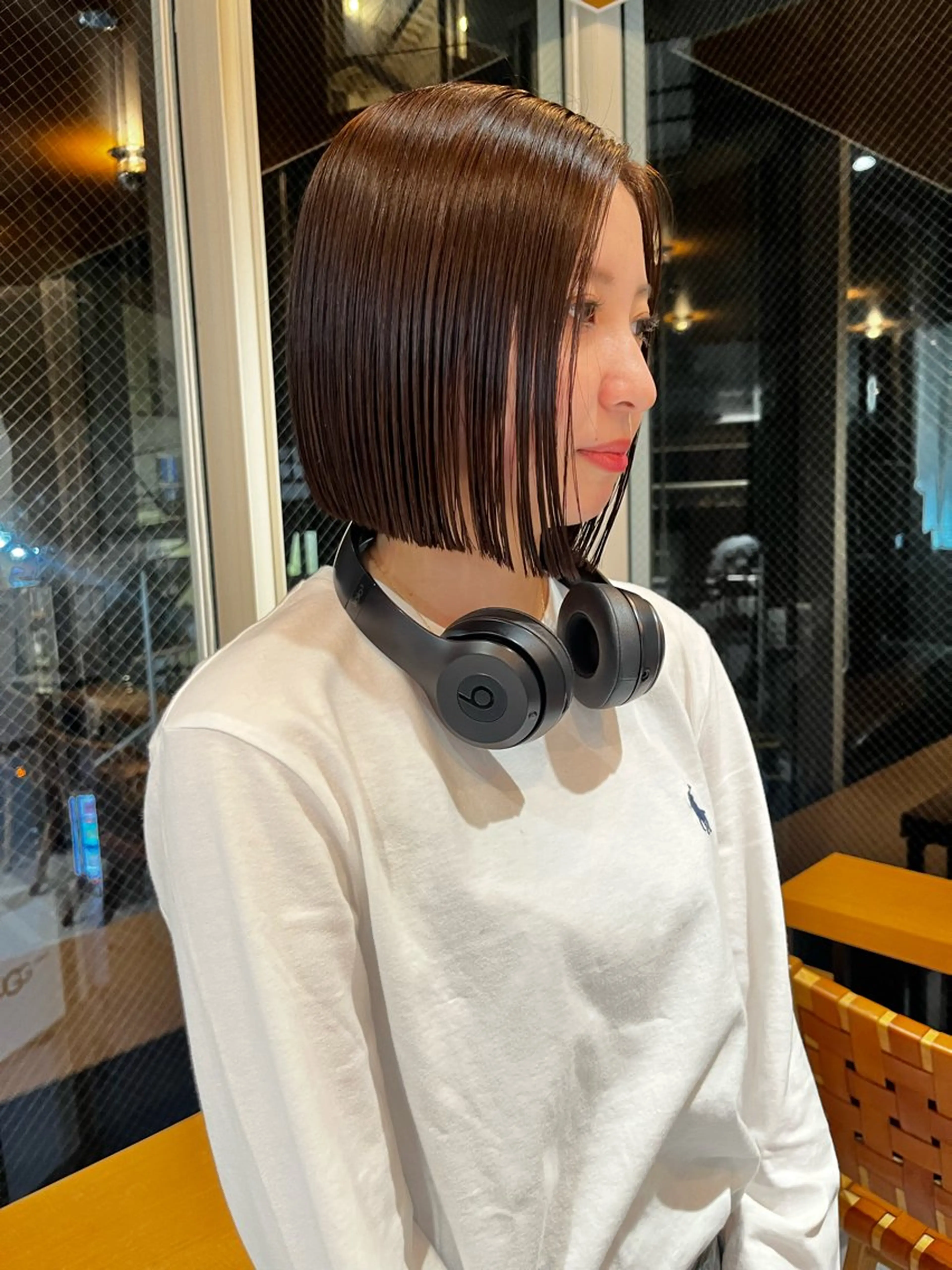 ミディアム カラー カット ヘアカラー トリートメント ボブ&透明感カラー ♡TOMOEのヘアスタイル