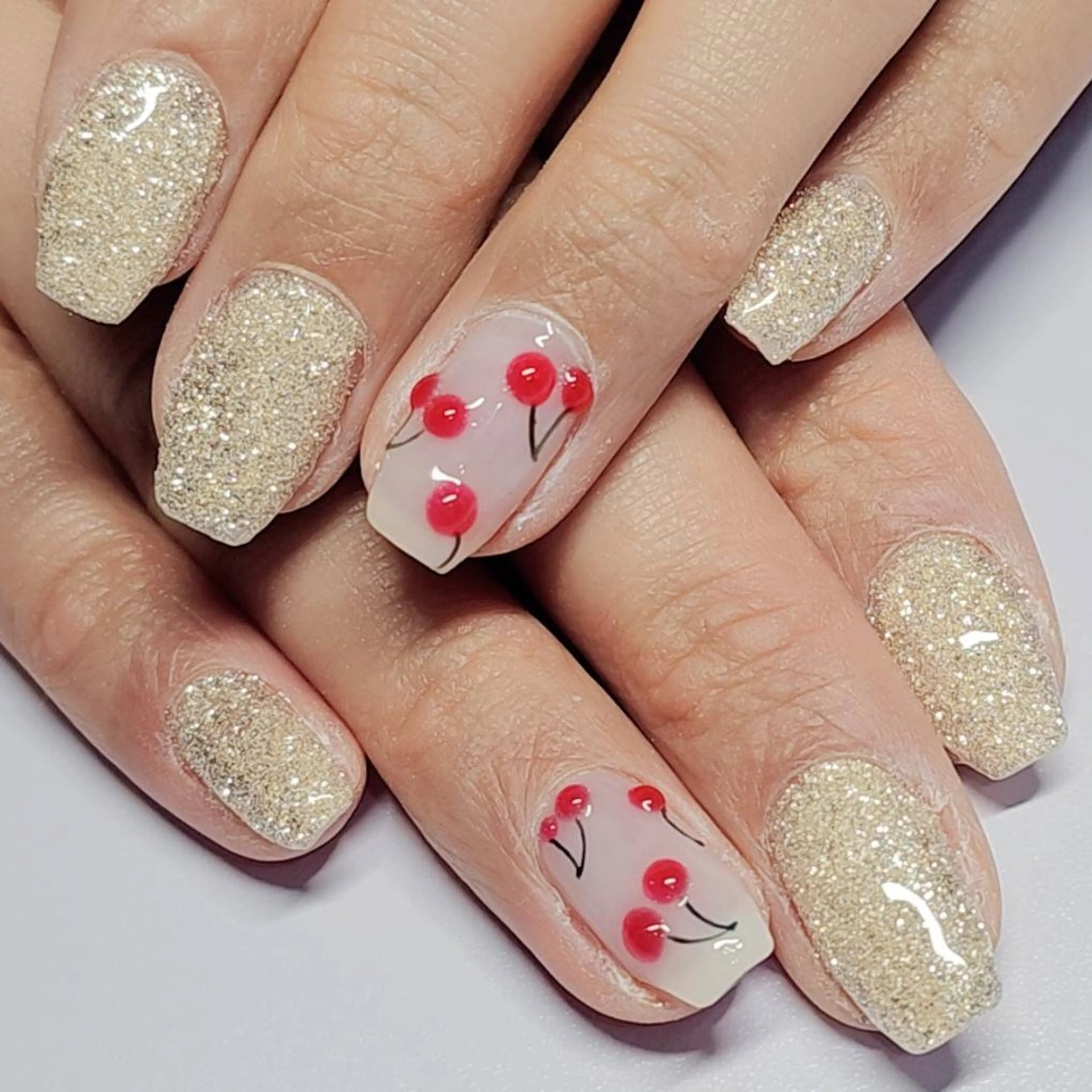 ネイル アートネイル ゴールド ラメ(グリッター) シルバー ホワイト ハンドネイル よしだ ひろきのネイルデザイン