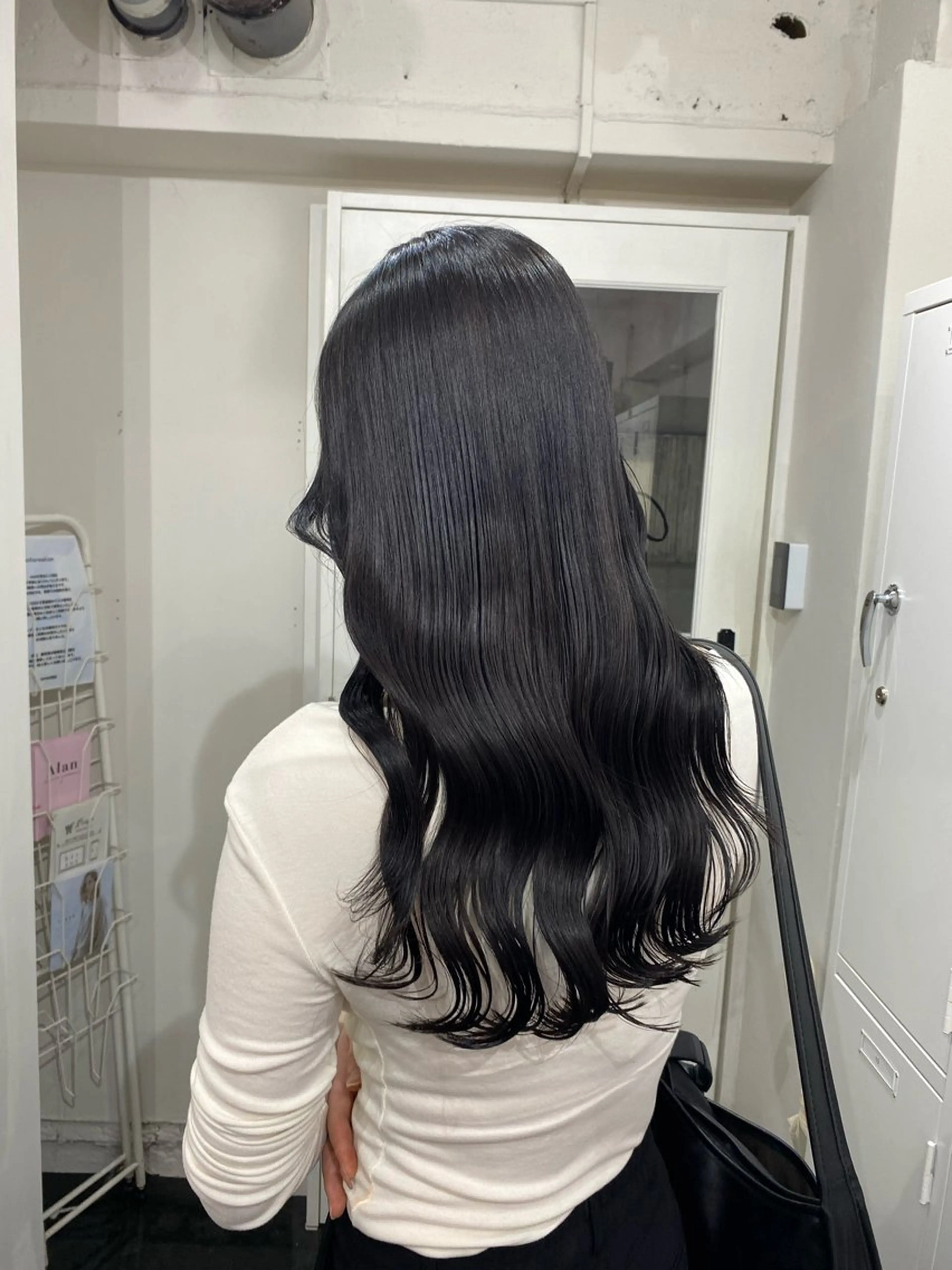 カラー 黒髪 ブリーチ ブルーカラー ブルーブラック ブリーチなしカラー ヘアカラー トリートメント ヘアセット 楓🦋韓国系レイヤー / 透明感カラー🤍のヘアスタイル