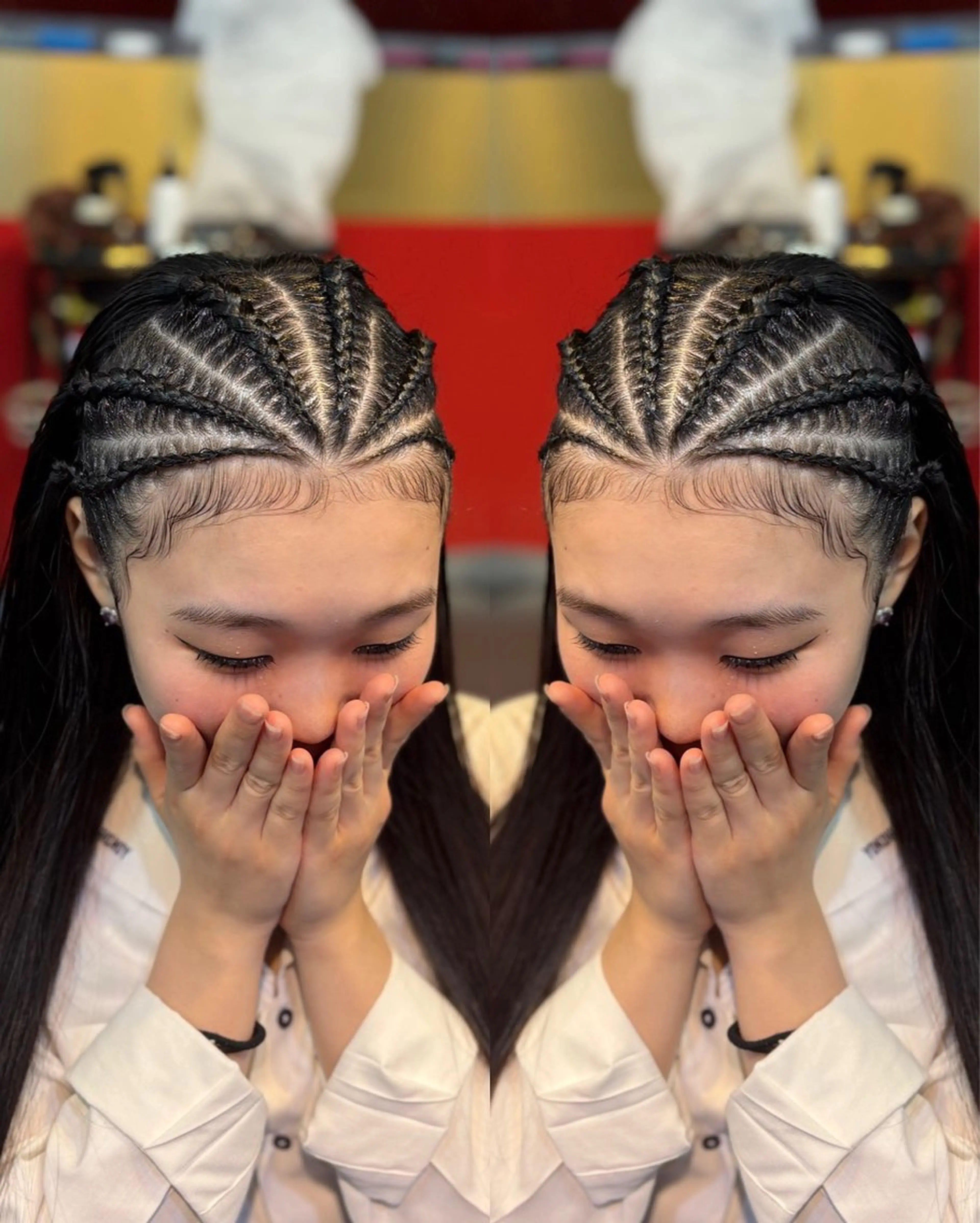 【補足説明必ずお読みください】ハーフコーンロウ地毛編み込み×6本シャンプー付き🫧の写真