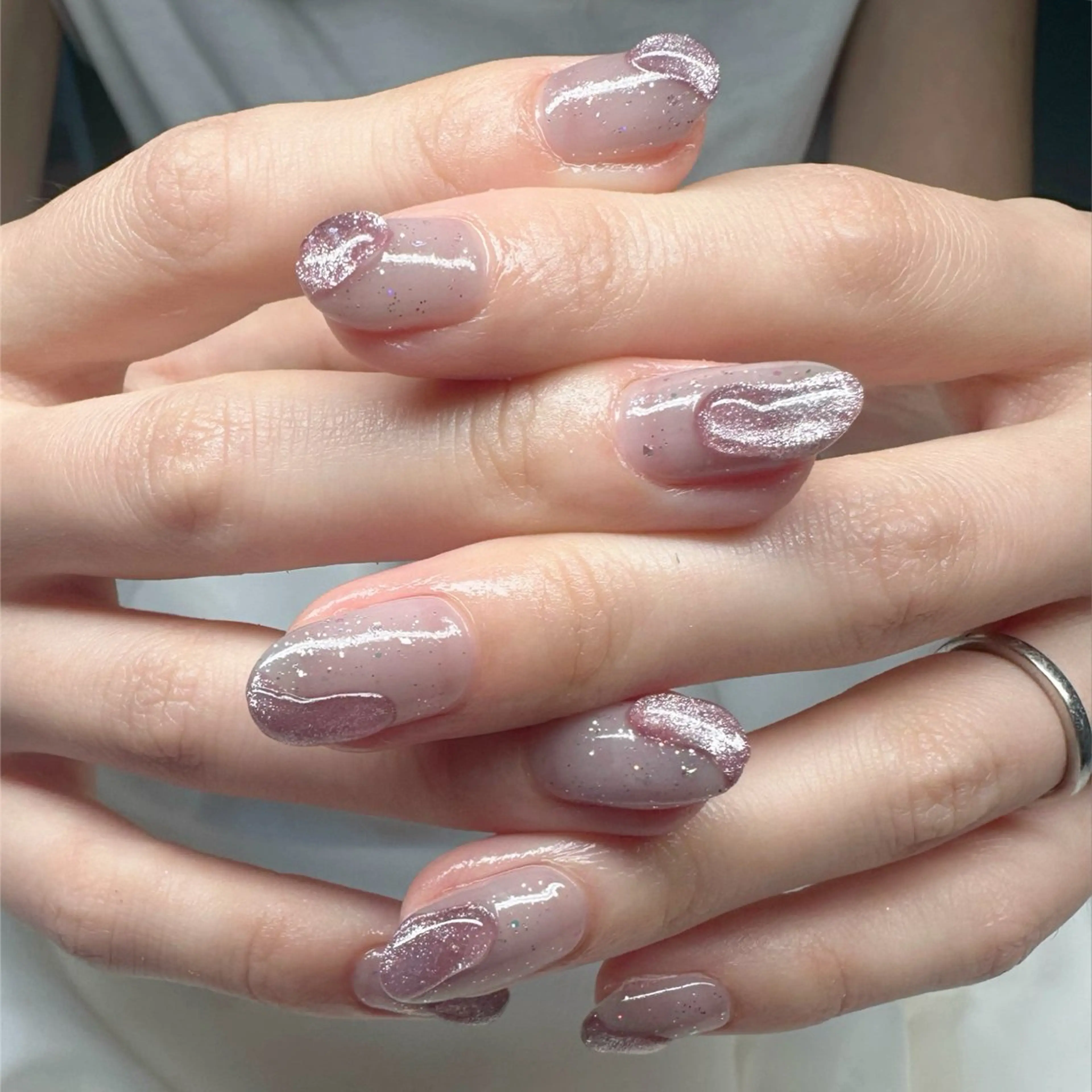 ネイル クリアネイル 氷ネイル・うるうるネイル 韓国ネイル ラメ(グリッター) マグネットネイル 🪞KAPE NAIL 🪞のネイルデザイン