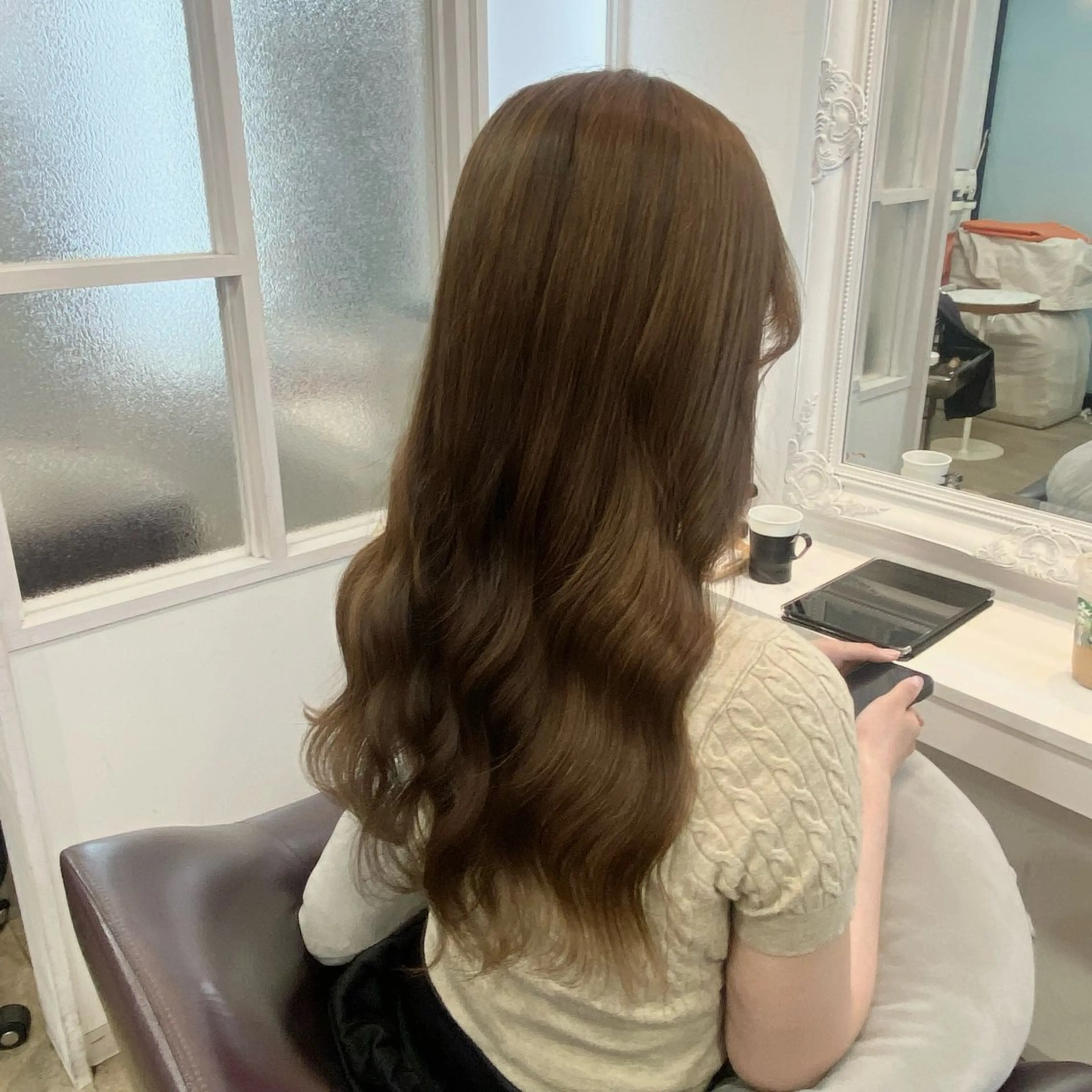 ロング カラー ベージュカラー ブリーチ ブリーチなしカラー オレンジ ヘアカラー 𝑆𝐴𝑂𝑅𝐼 /大森🪞🎀のヘアスタイル