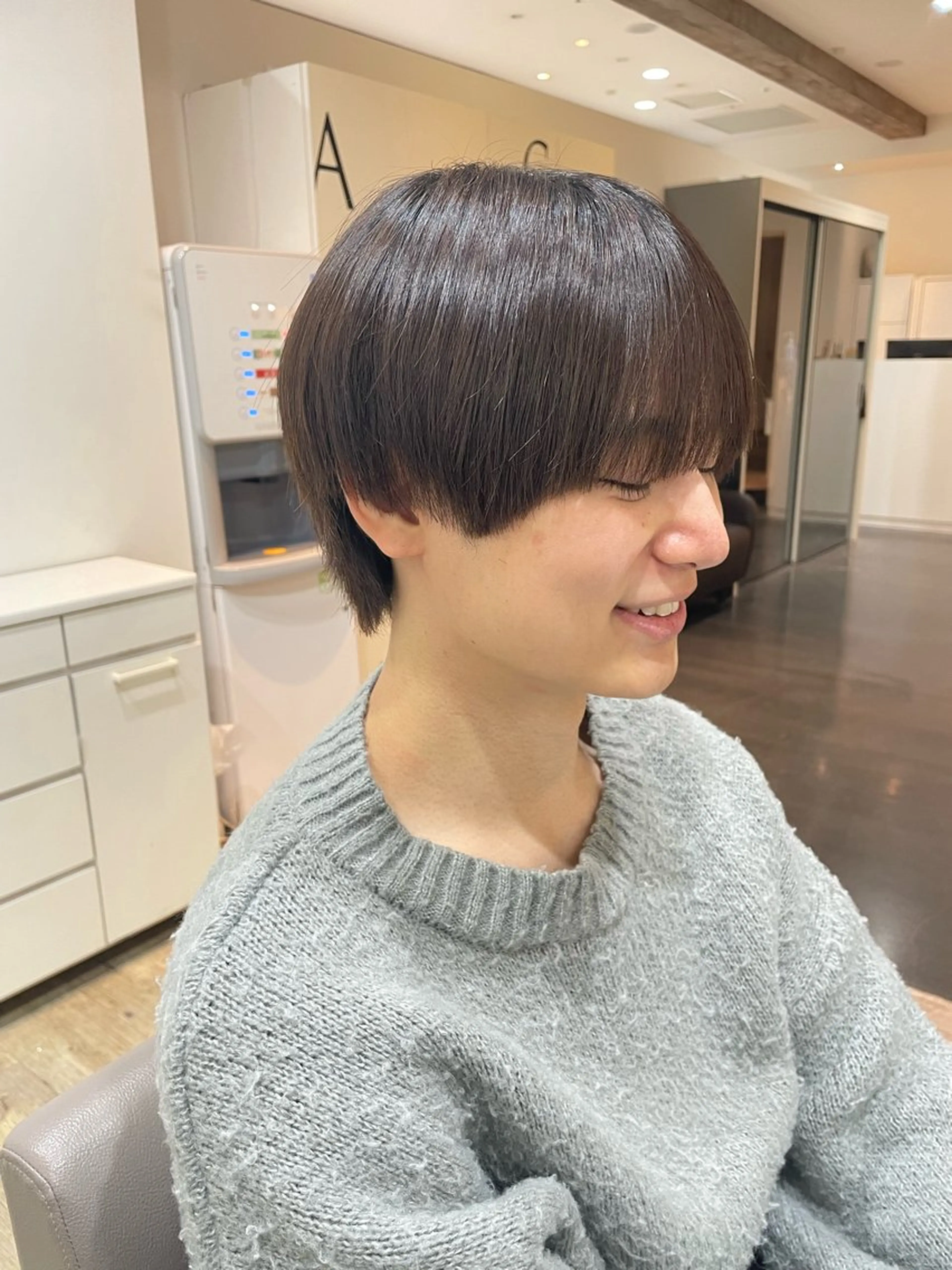 メンズ オリーブベージュ/シ ョートボブたまき🧡のヘアスタイル