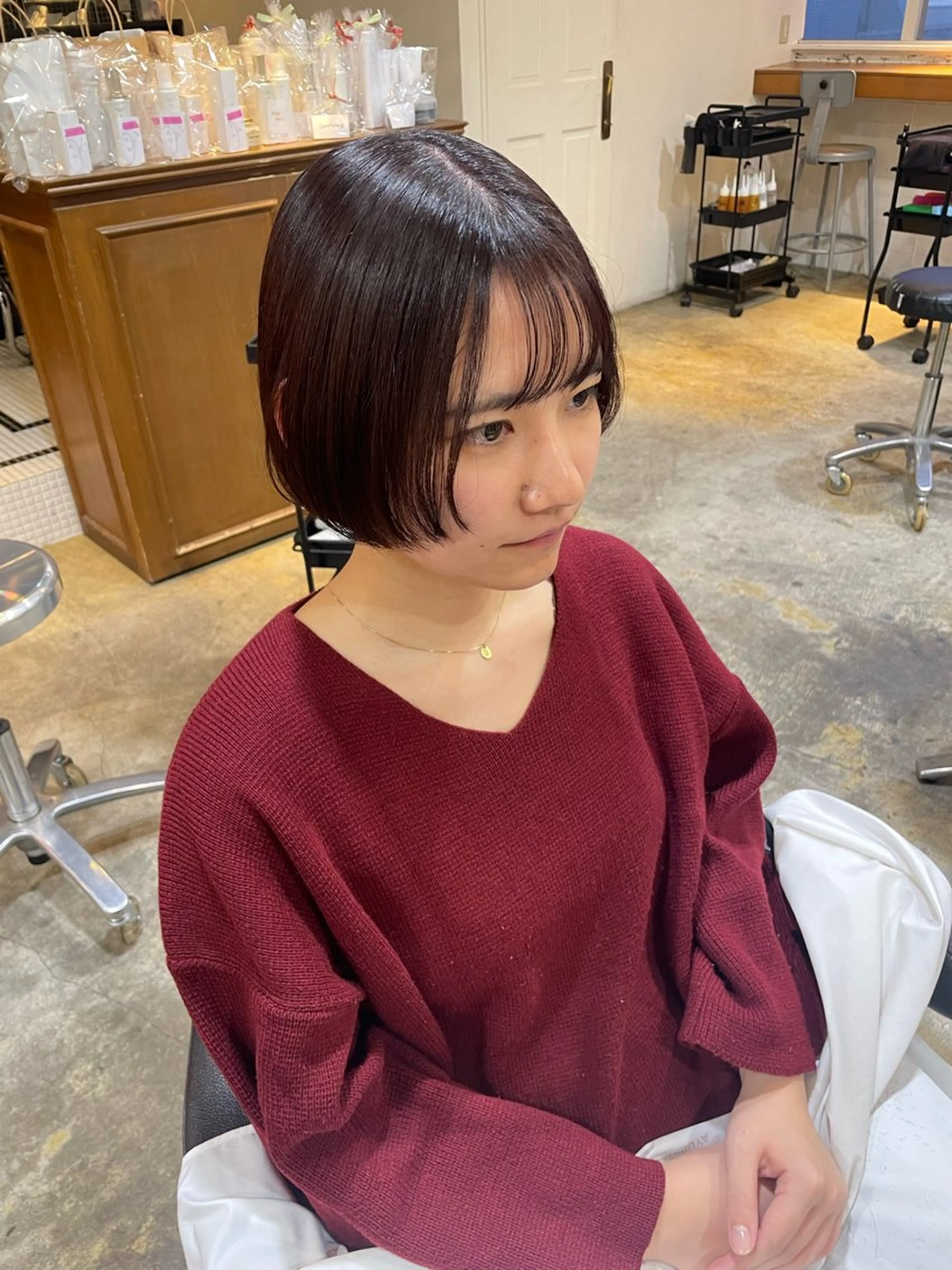 ショート カラー ラベンダーカラー ラベンダーピンク ピンクカラー MIOベージュカラー 柔らかいカラーのヘアスタイル