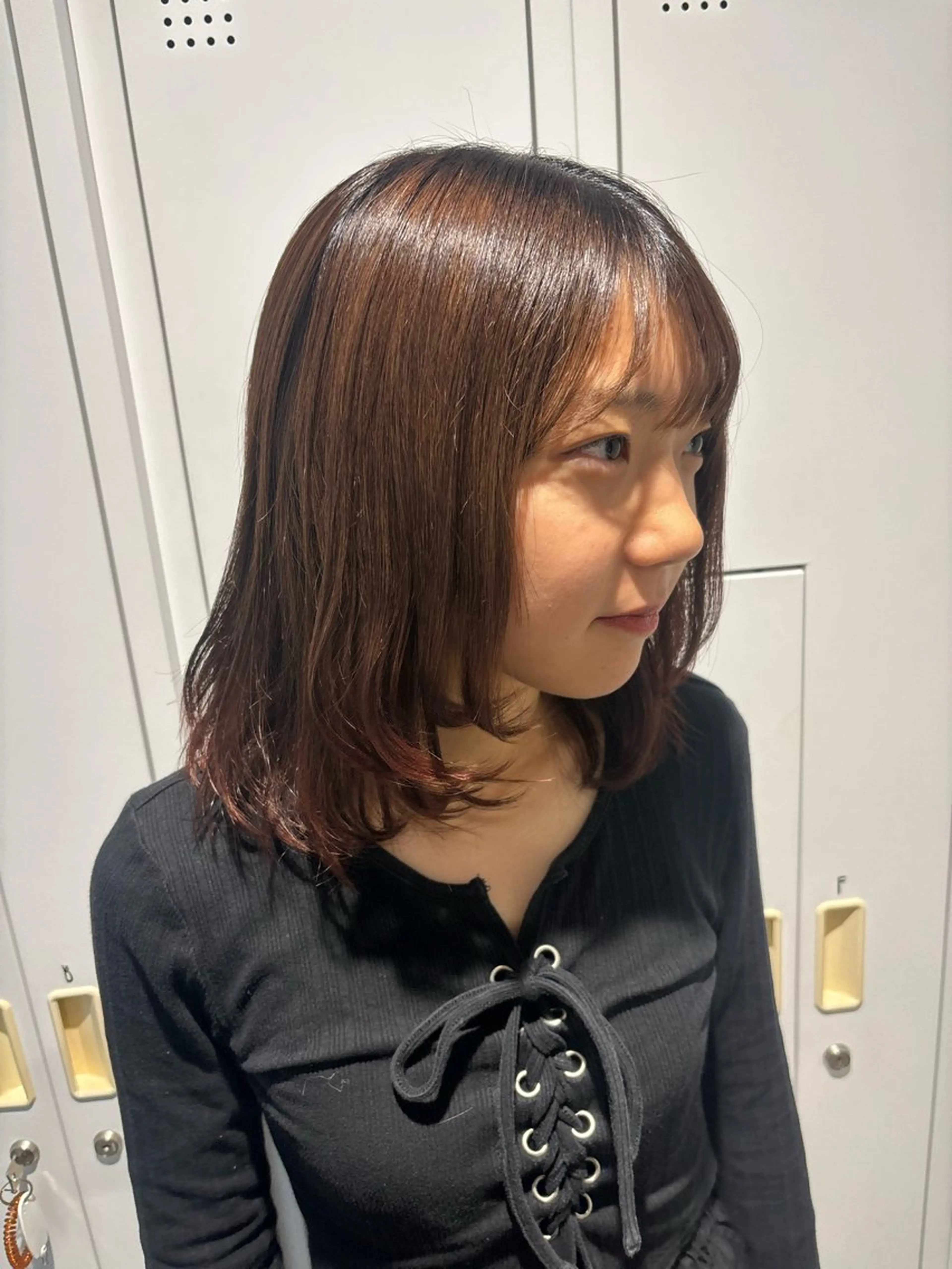 ミディアム ボブ レイヤーカット 長めボブ 穐田 航のヘアスタイル