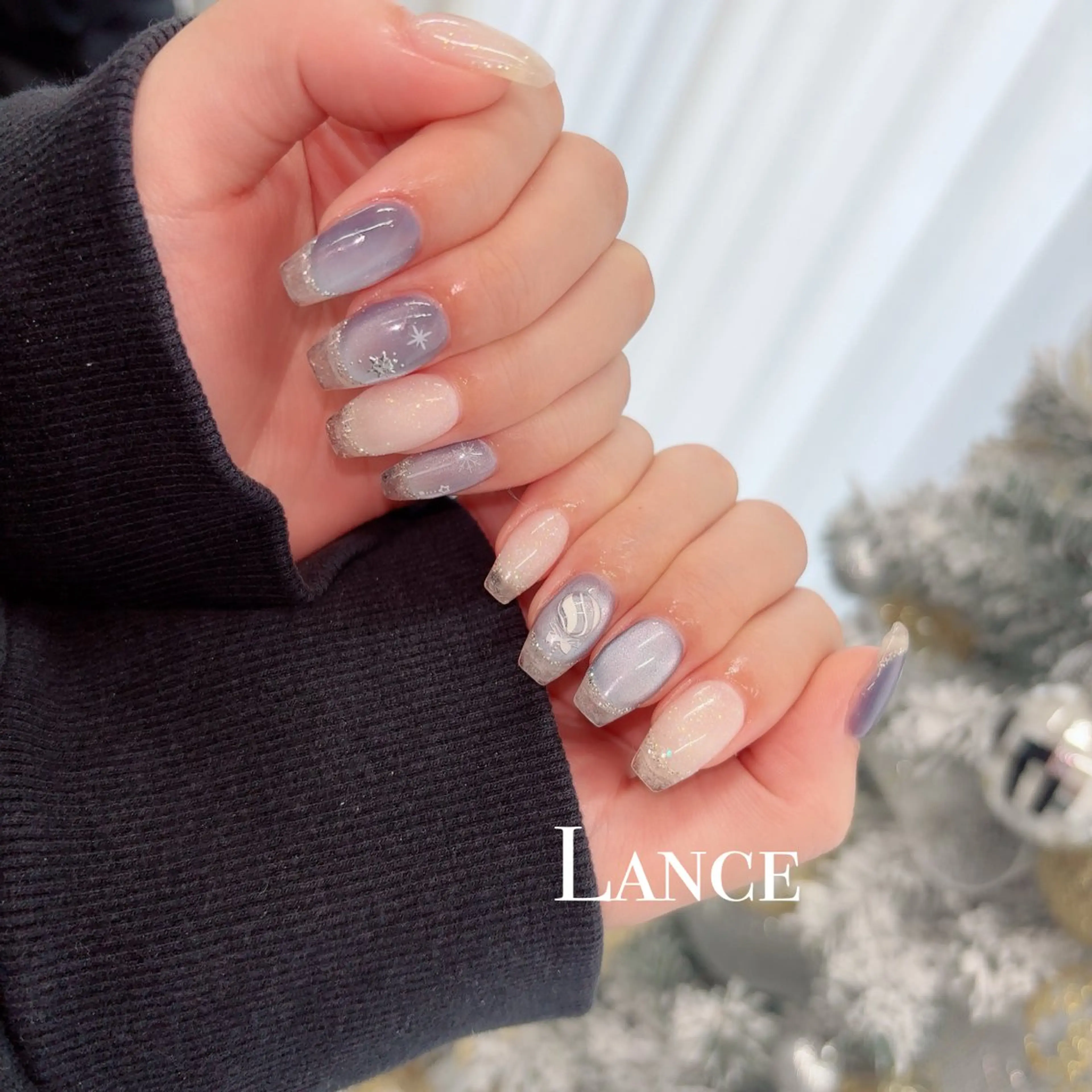 ネイル オーロラネイル フットネイル フレンチネイル ガラスフレンチ 氷ネイル・うるうるネイル ハンドネイル Lance nailのネイルデザイン