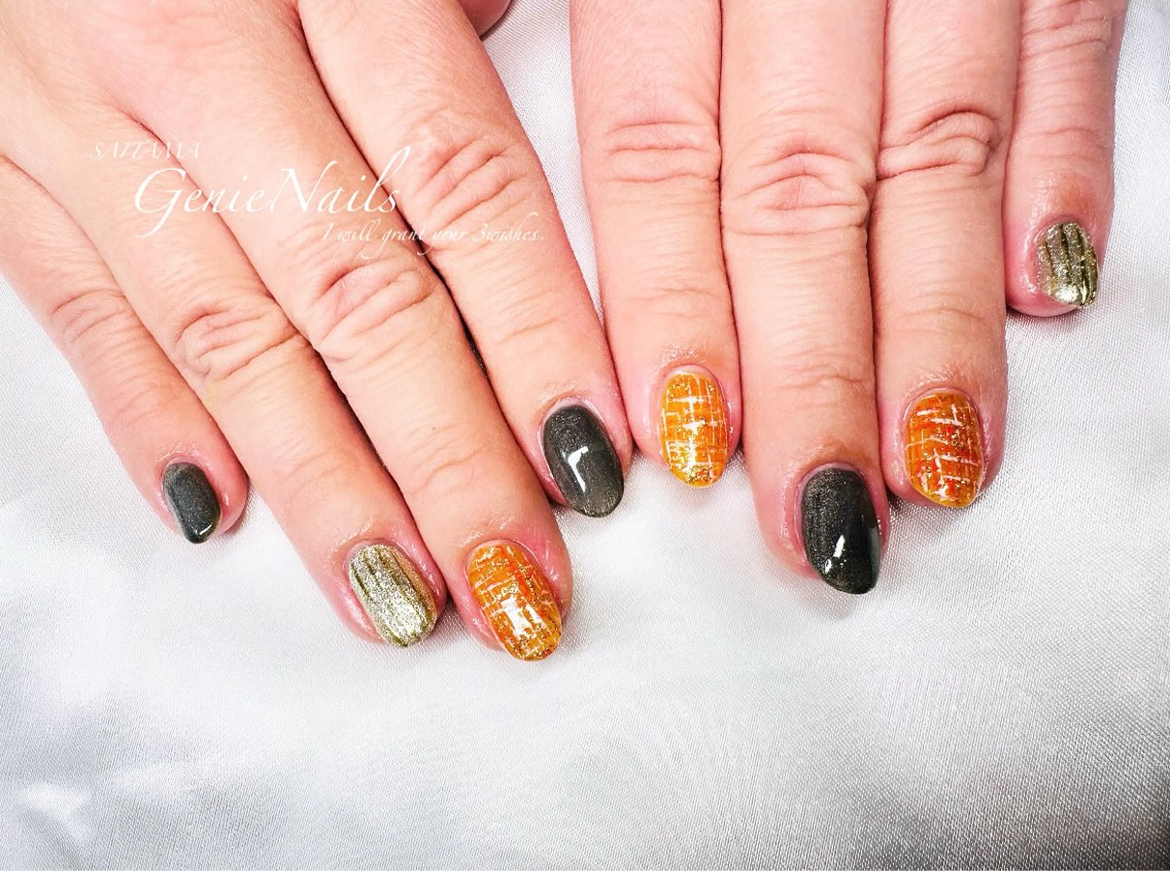 メンズ ネイル アートネイル 長さ出し 氷ネイル・うるうるネイル ロングネイル 持ち込み Genie Nailsのネイルデザイン