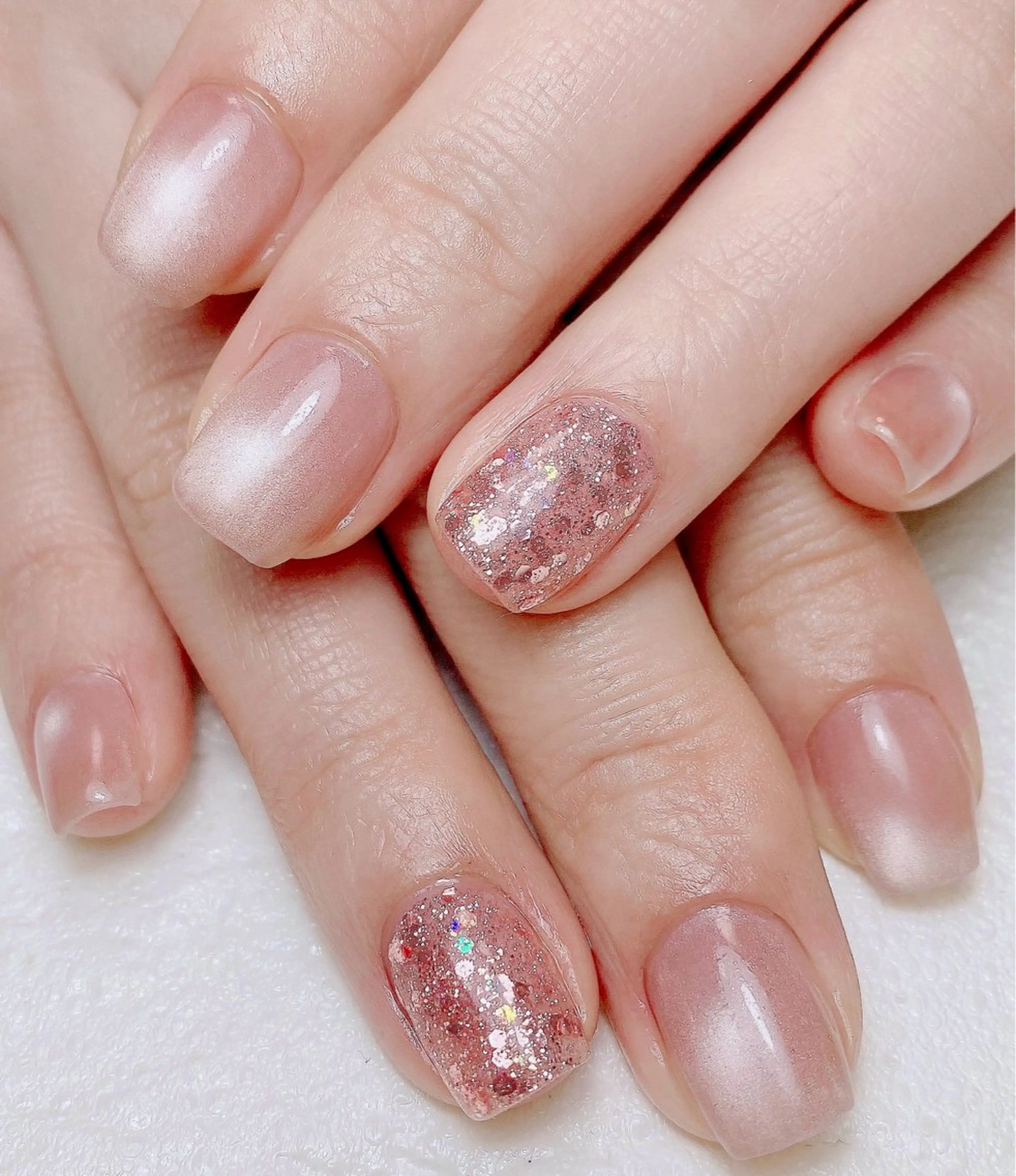 ネイル キラキラネイル マグネットネイル ピンク ハンドネイル Nail Salon K 🧸美爪育成のネイルデザイン