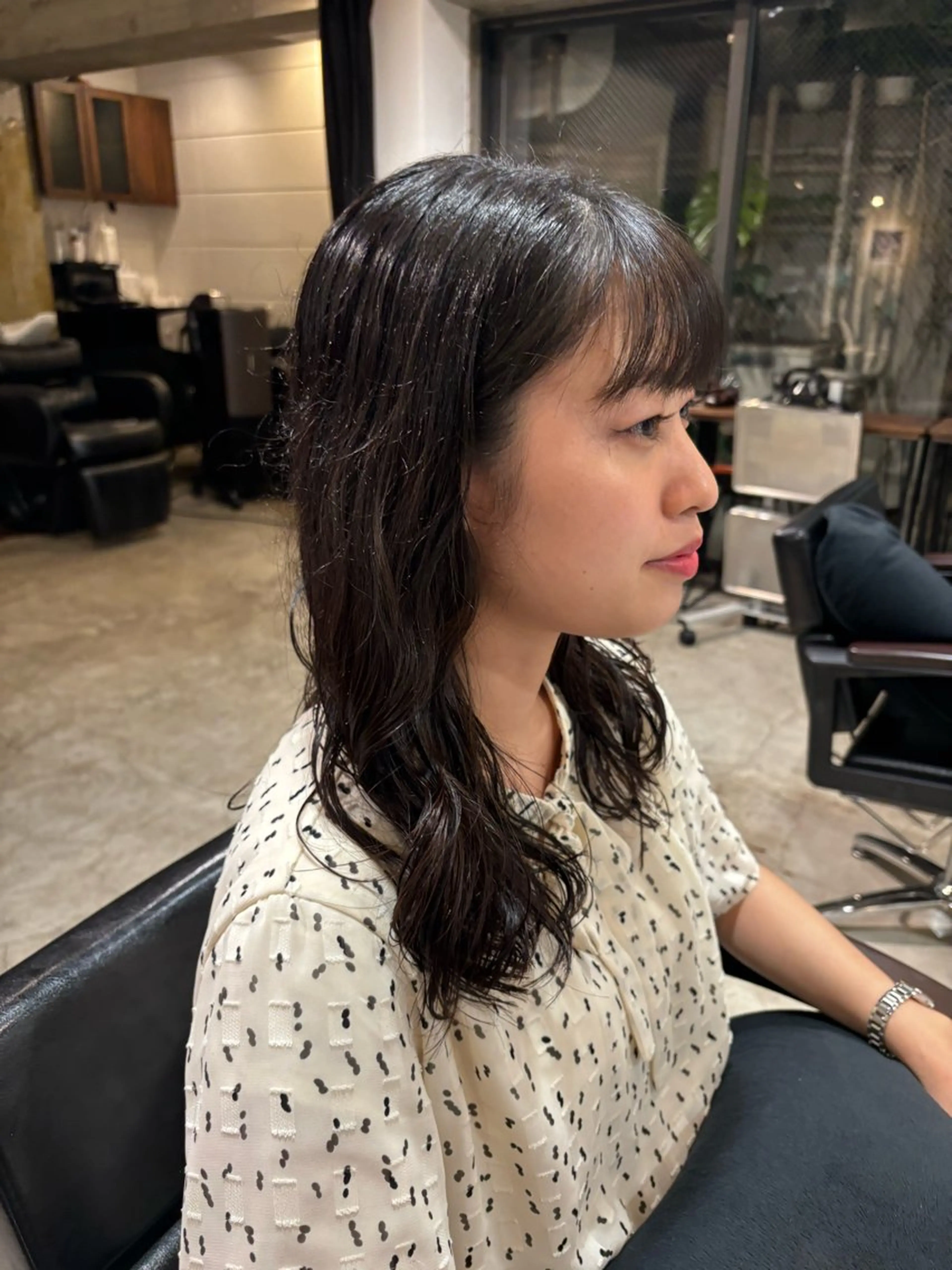 セミロング パーマ セミロングパーマ デジタルパーマ パーマ 顔周りカット/透明感 カラー/rioのヘアスタイル