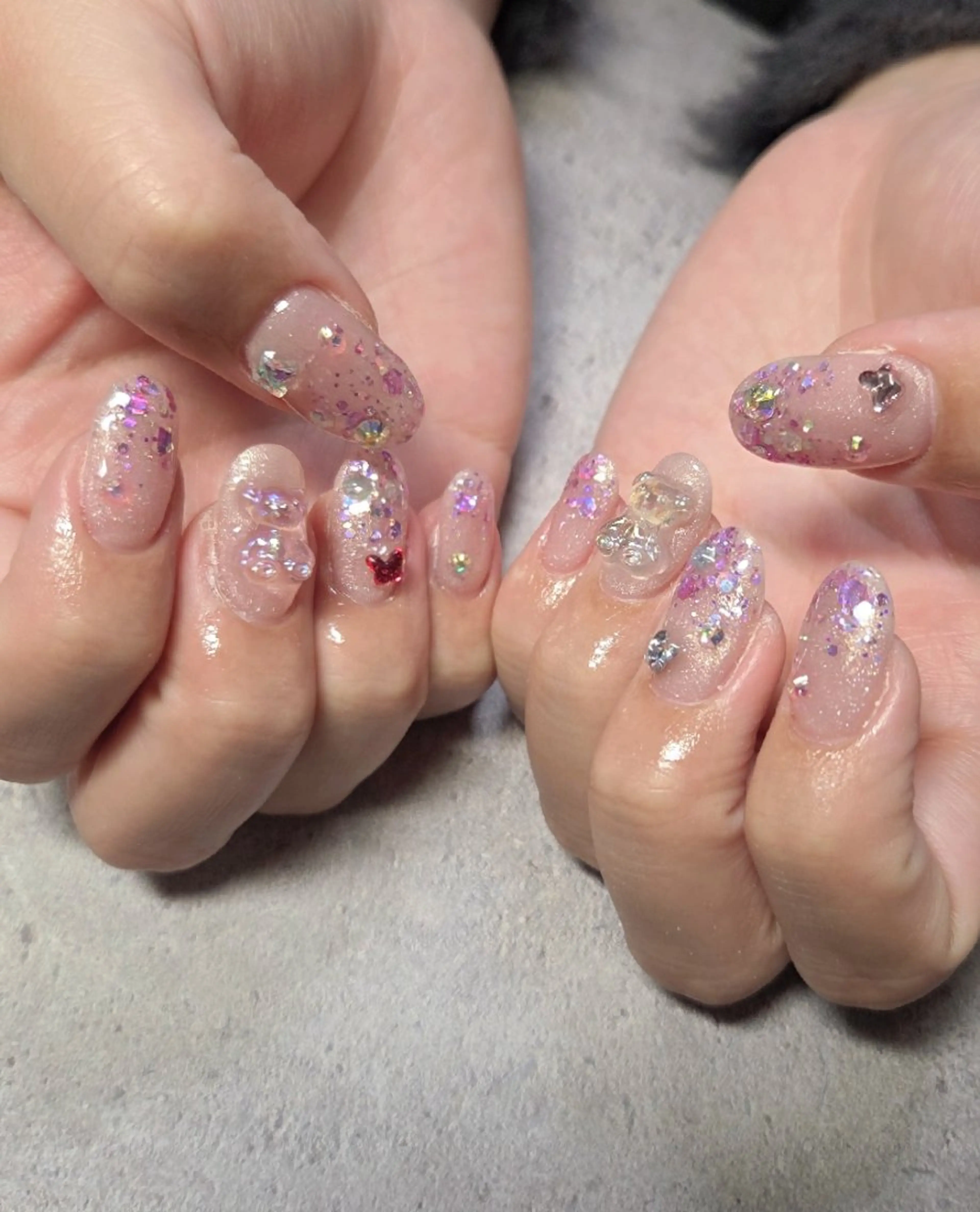 ネイル ガーリー グラデーション キラキラネイル ロングネイル マグネットネイル ハンドネイル flure de neige yukiのネイルデザイン