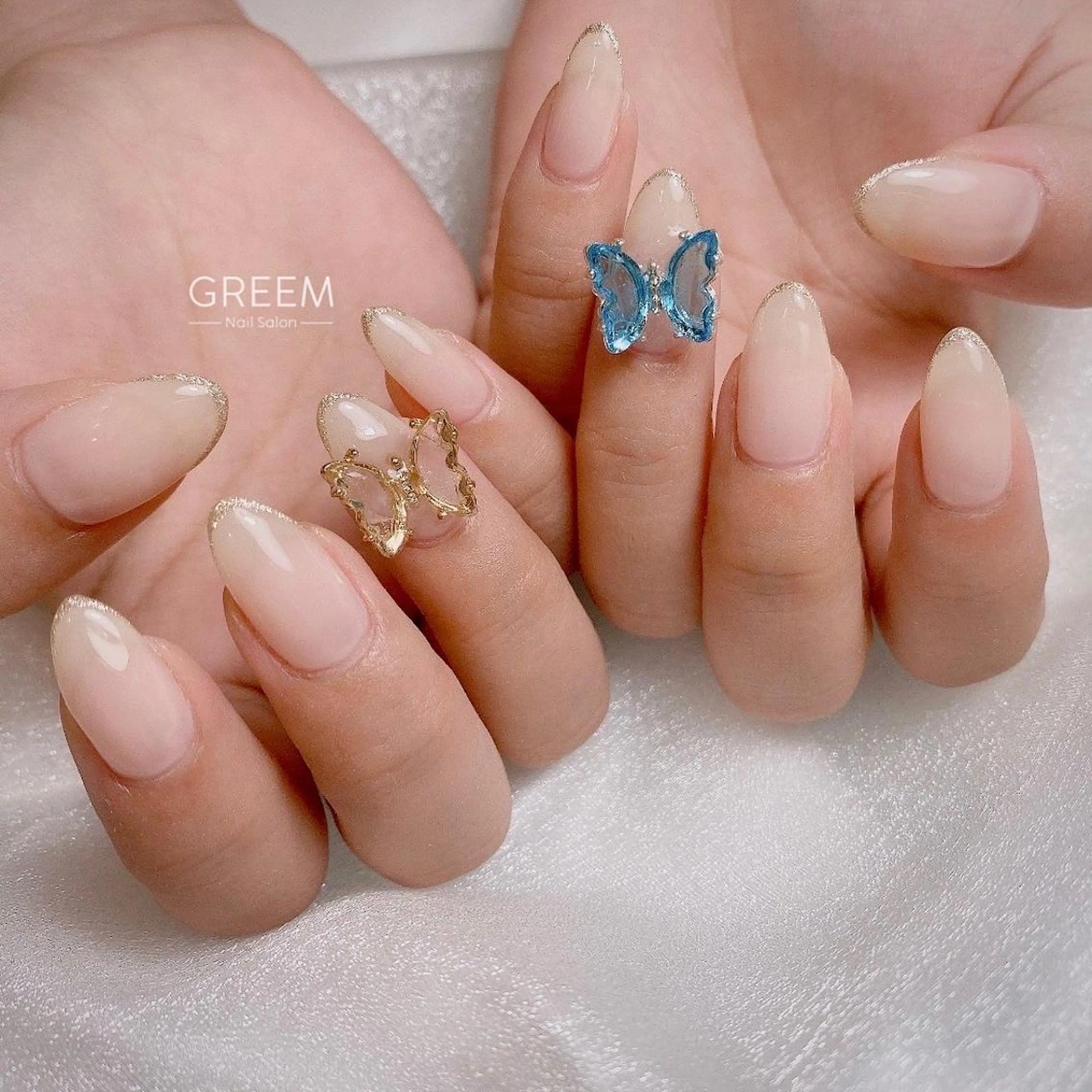 ネイル クリアネイル 韓国ネイル ラメ(グリッター) ワンホンネイル GREEM グリームのネイルデザイン