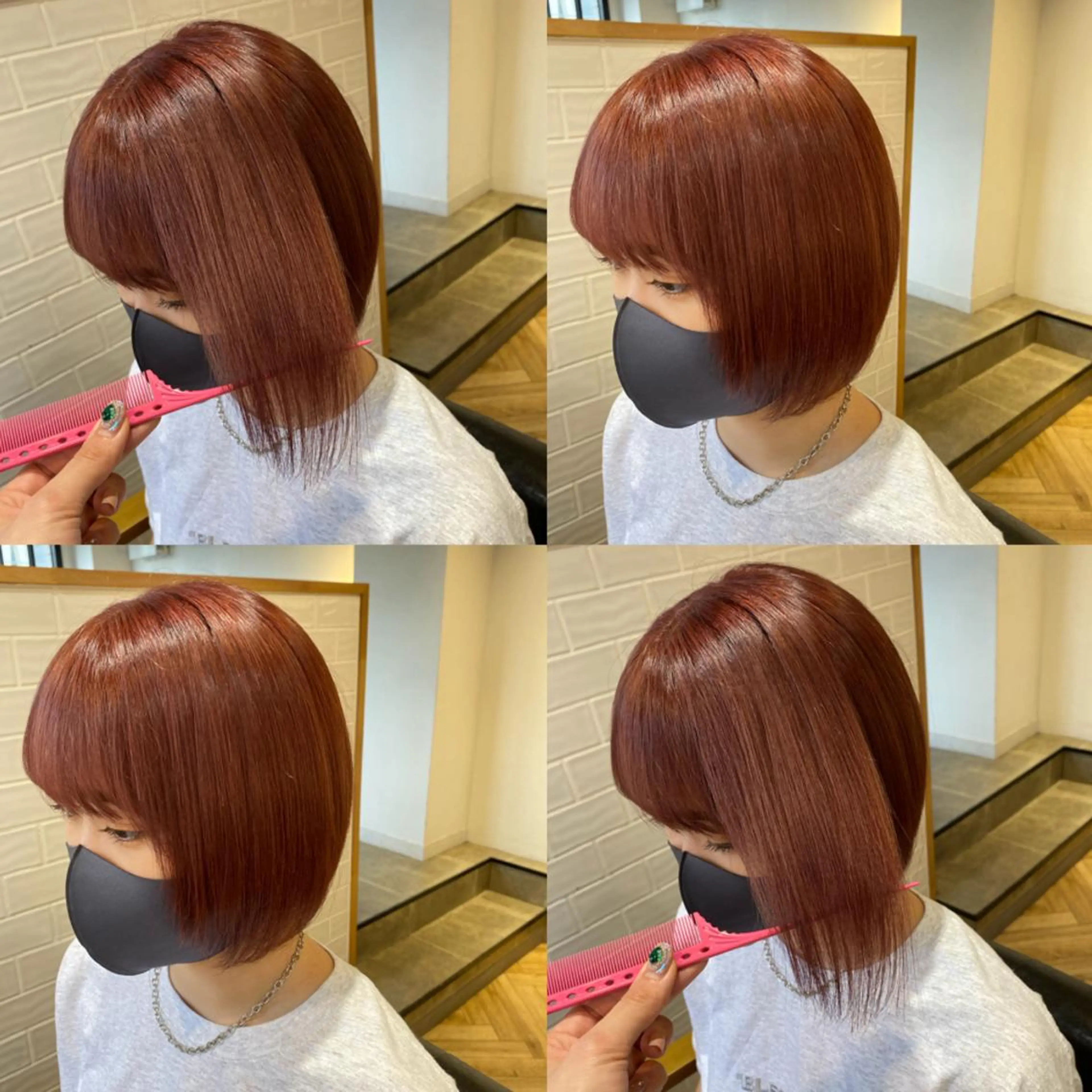 ショート カラー ブリーチ ピンクカラー 艶カラー/韓国顔周り 🎀mamiのヘアスタイル