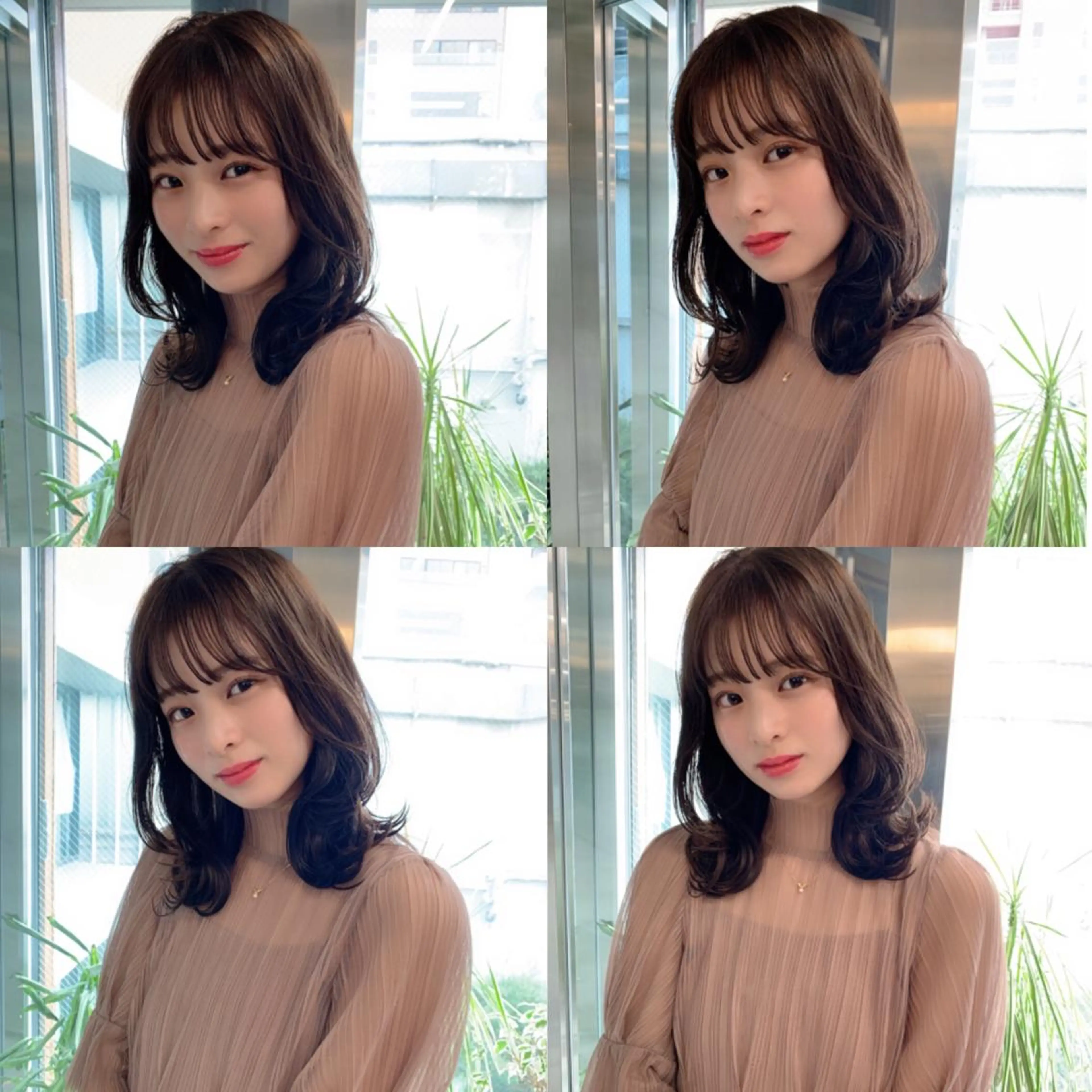 ミディアム カラー カット ヘアカラー トリートメント ヘッドスパ ヘアセット 透明感/オリーブ/ グレージュ/YUKAのヘアスタイル