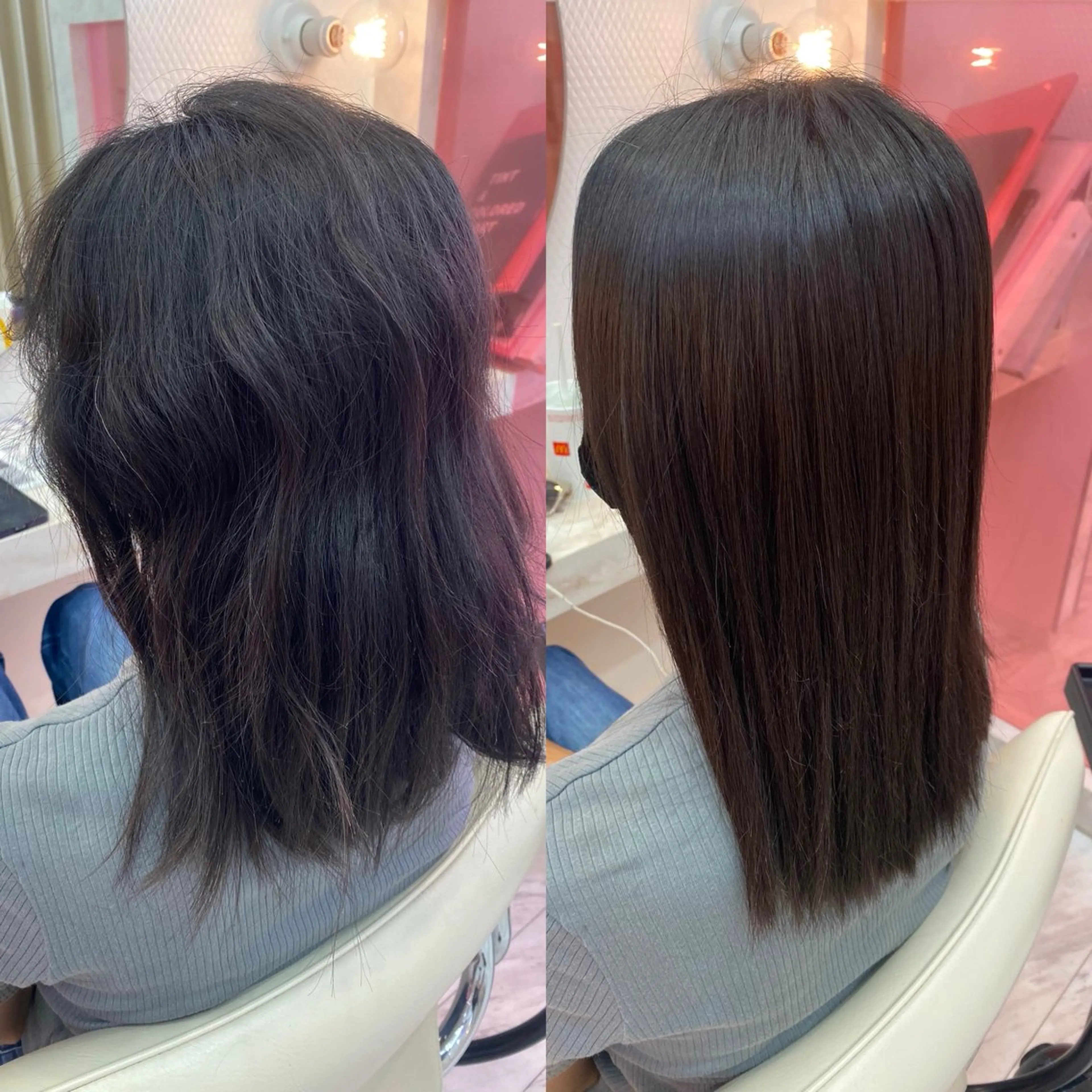 セミロング カット 縮毛矯正 トリートメント 本間 しゅうまのヘアスタイル