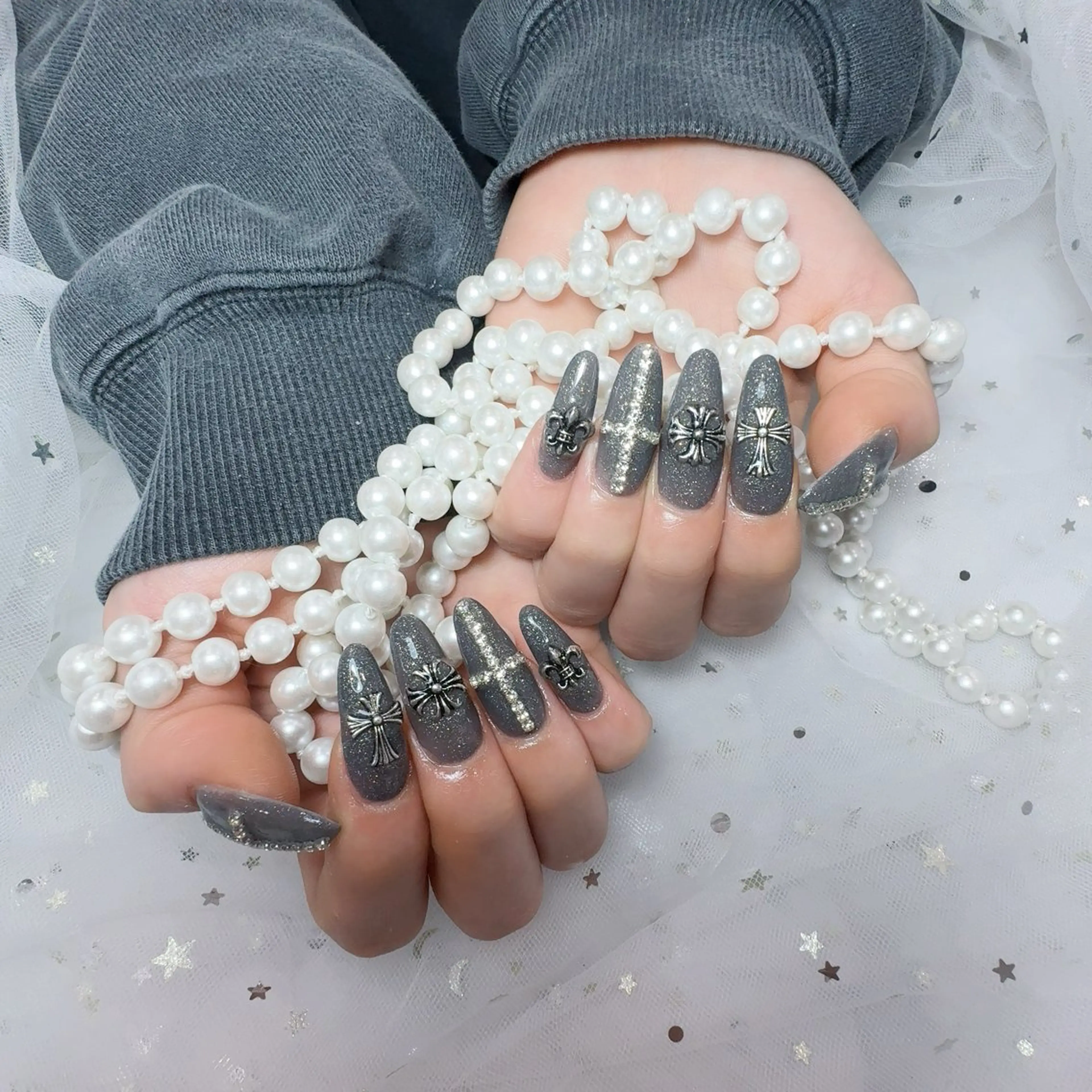 ネイル アートネイル フラッシュネイル フレンチネイル ジェルネイル ガラスフレンチ You&Me Yukiのネイルデザイン