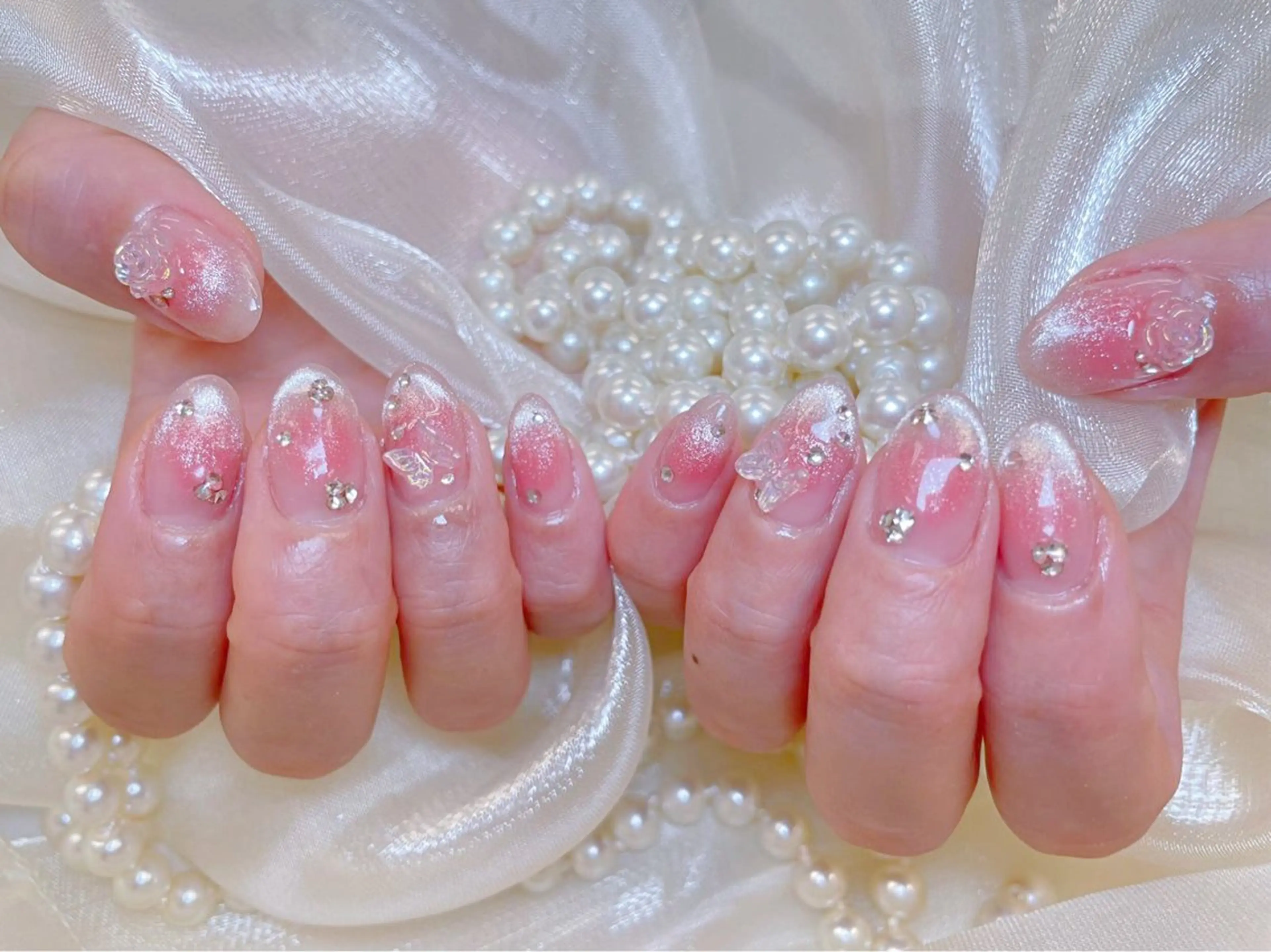 ネイル アートネイル 韓国ネイル 水色 ロングネイル マグネットネイル ハンドネイル ハンドケア NailDemure 【銀座店】のネイルデザイン