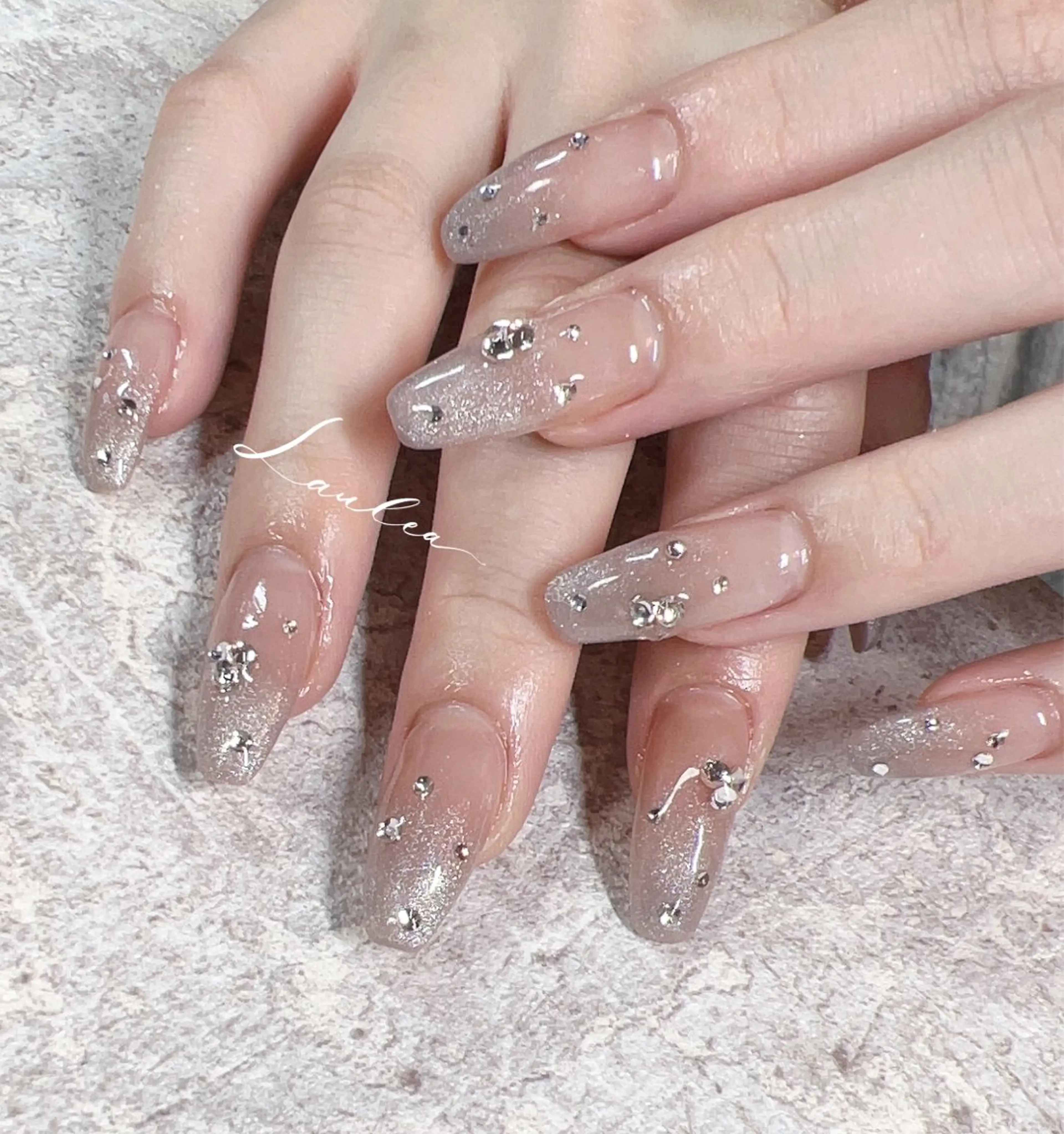 ネイル フットネイル ジェルネイル 韓国ネイル 春ネイル ストーンネイル ハンドネイル nail salon Lauleaのネイルデザイン