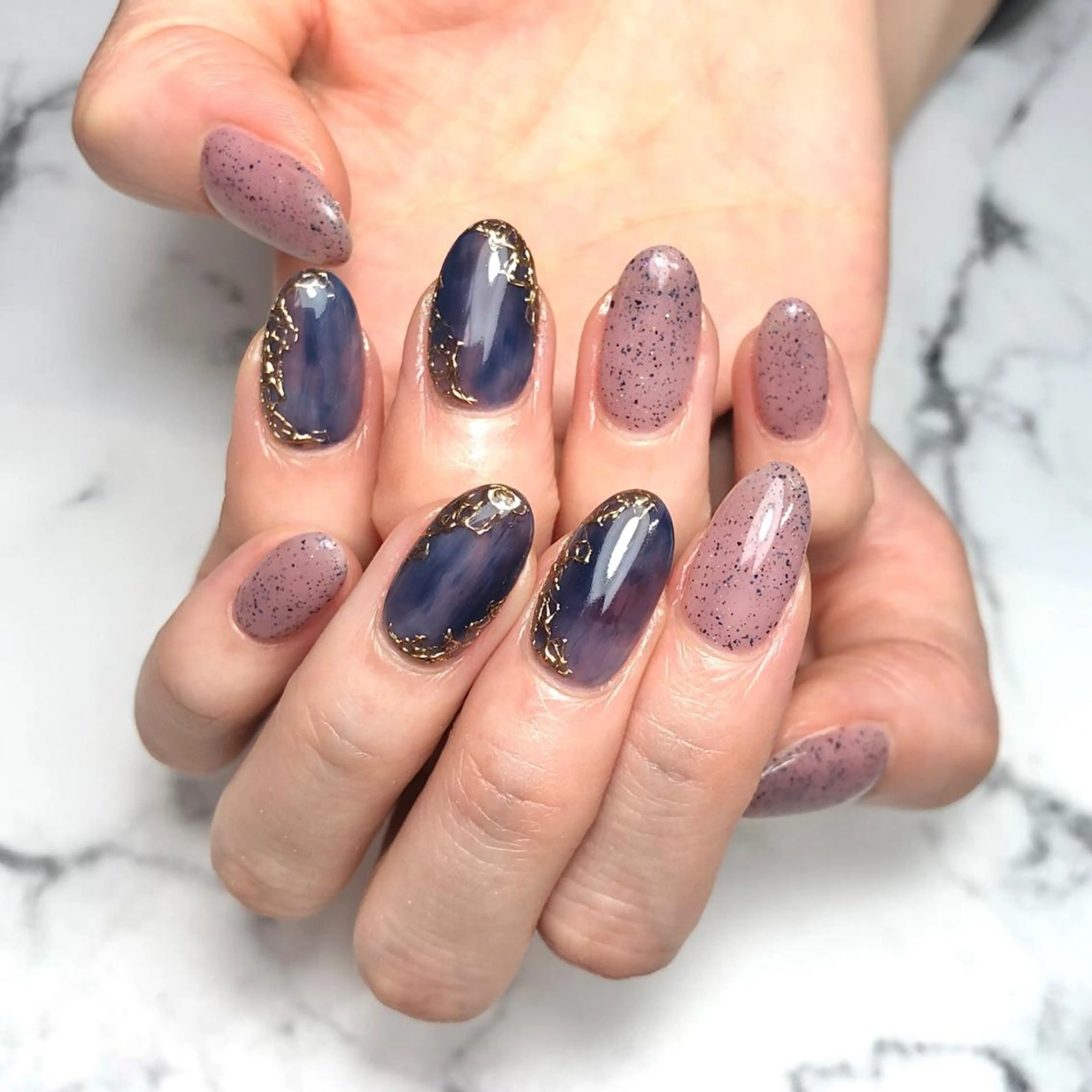 ネイル アートネイル ブルー 長さ出し ジェルネイル 韓国ネイル NAIL NOWのネイルデザイン