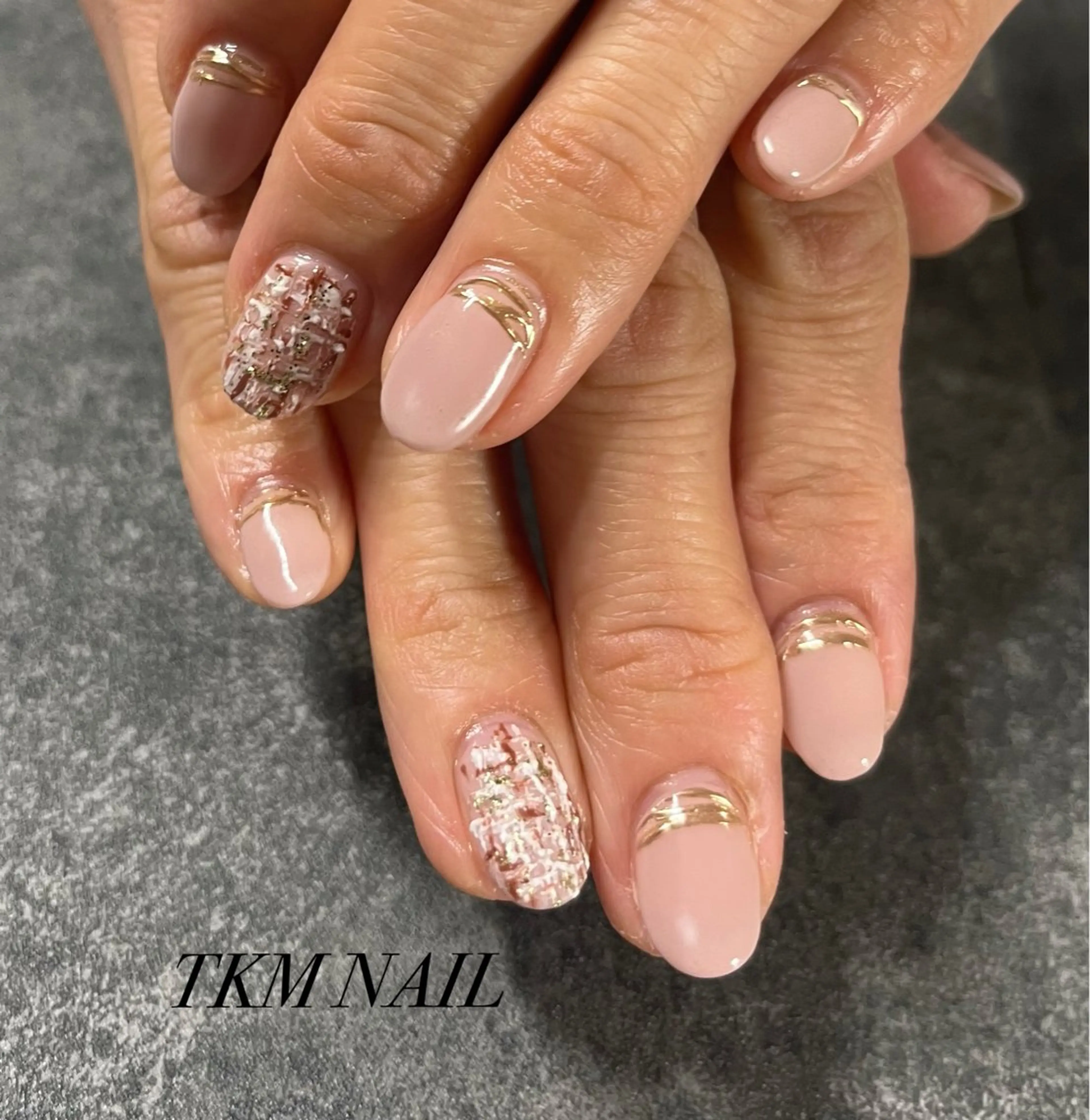 ネイル シンプルネイル ツイードネイル ______ TKM  NAILのネイルデザイン