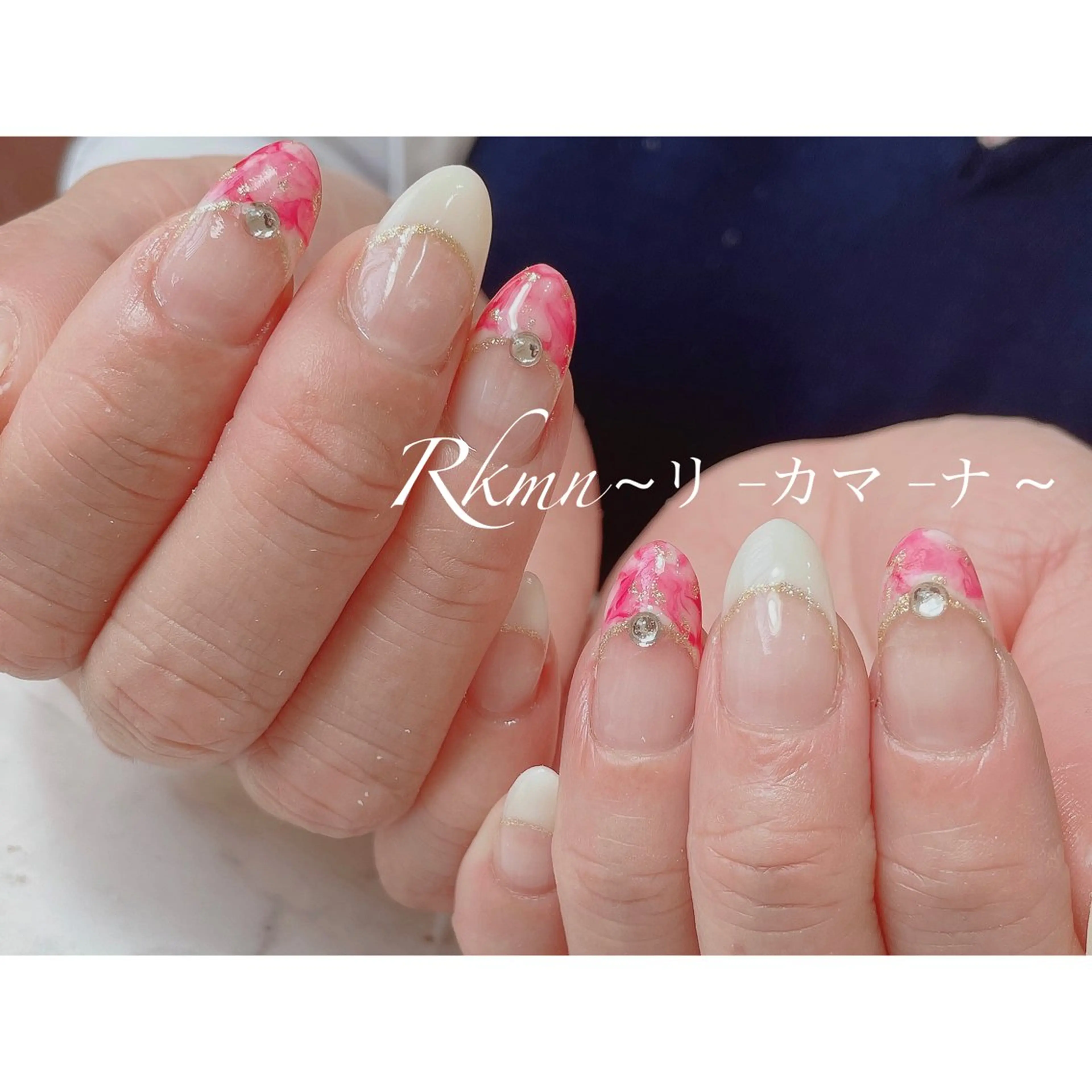 ネイル アートネイル フレンチネイル 大理石ネイル(マーブル) シンプルネイル 春ネイル ハンドネイル フットネイル ハンドケア Rkmn ~リ-カマ-ナ~のネイルデザイン