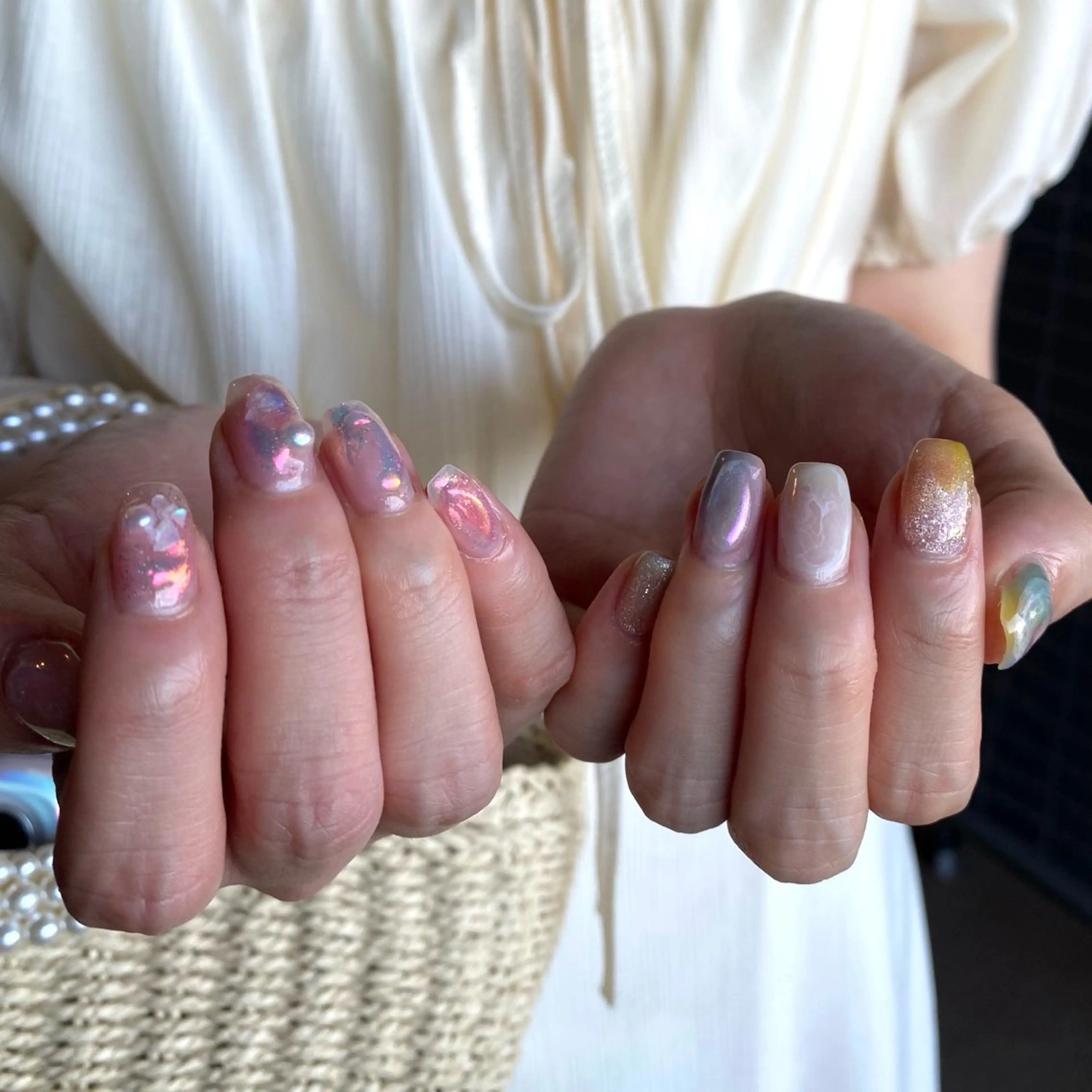 ネイル チークネイル 大理石ネイル(マーブル) ニュアンスネイル ハンドネイル amuse 手書きニュアンスのネイルデザイン