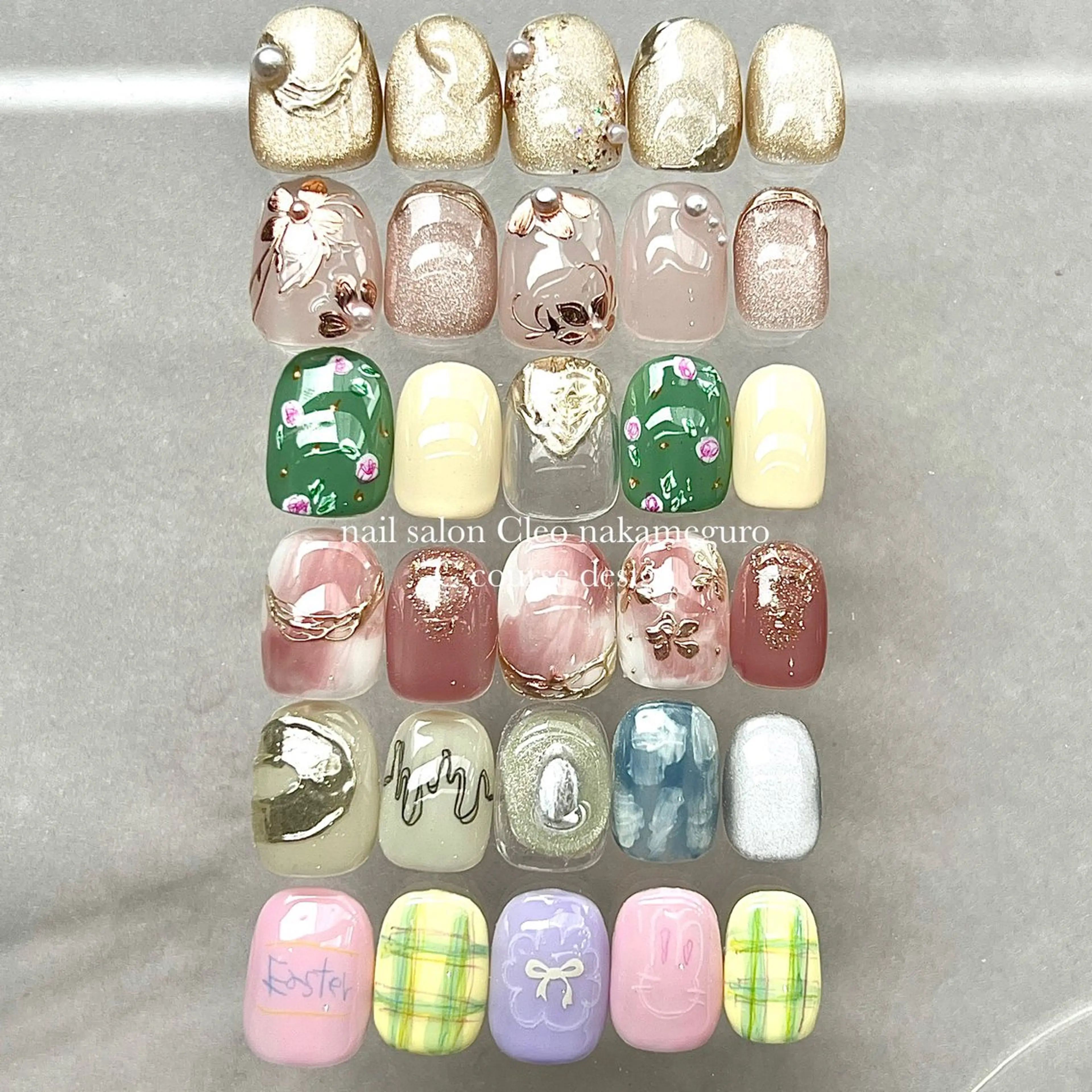 ネイル オーロラネイル 長さ出し フラワーネイル ジェルネイル ハート ハンドネイル Cleo中目黒店 Hinahoのネイルデザイン