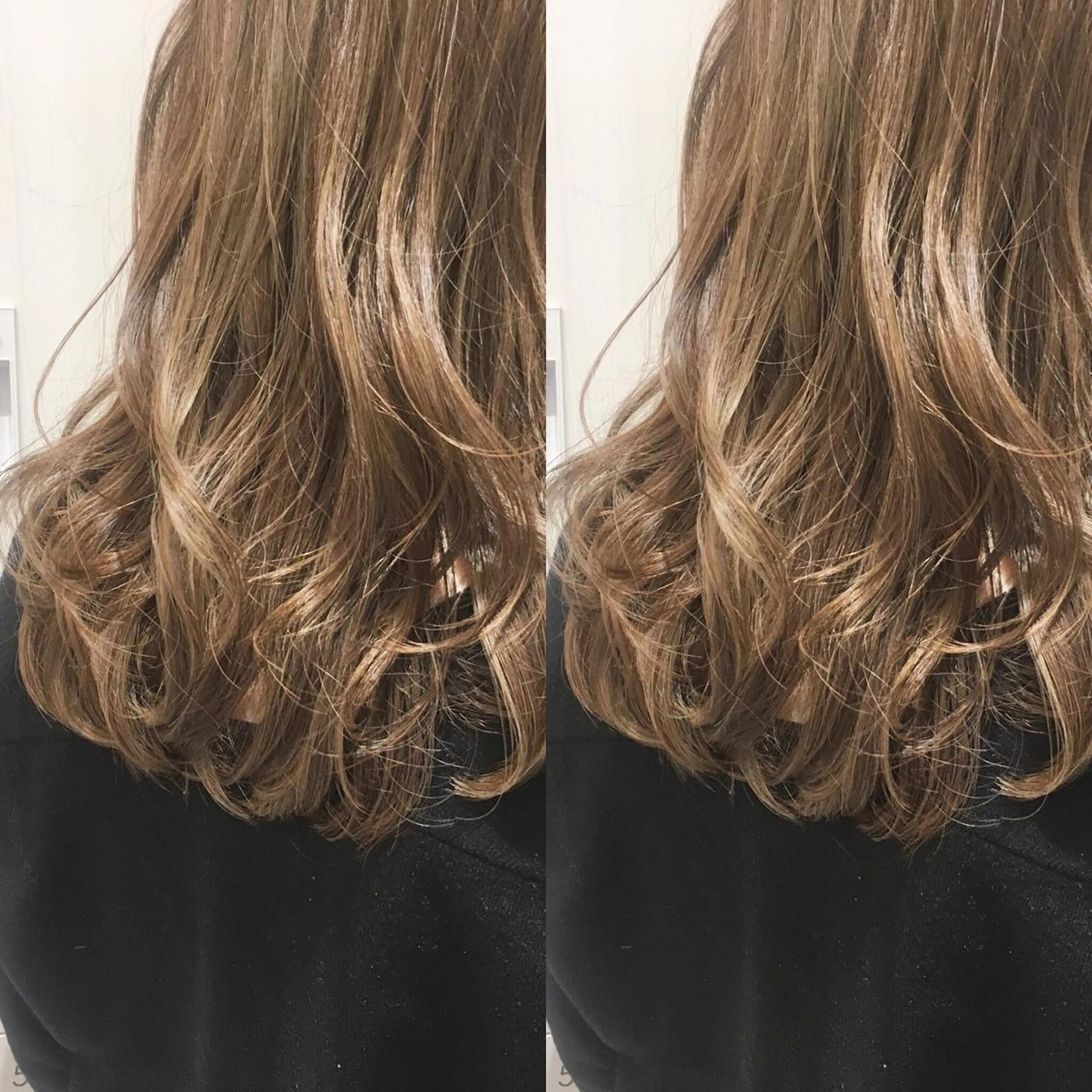 ミディアム カラー アディクシーカラー アッシュ バレイヤージュ 透明感カラー グラデーションカラー レイヤー/韓国/ 顔周り/しんやのヘアスタイル