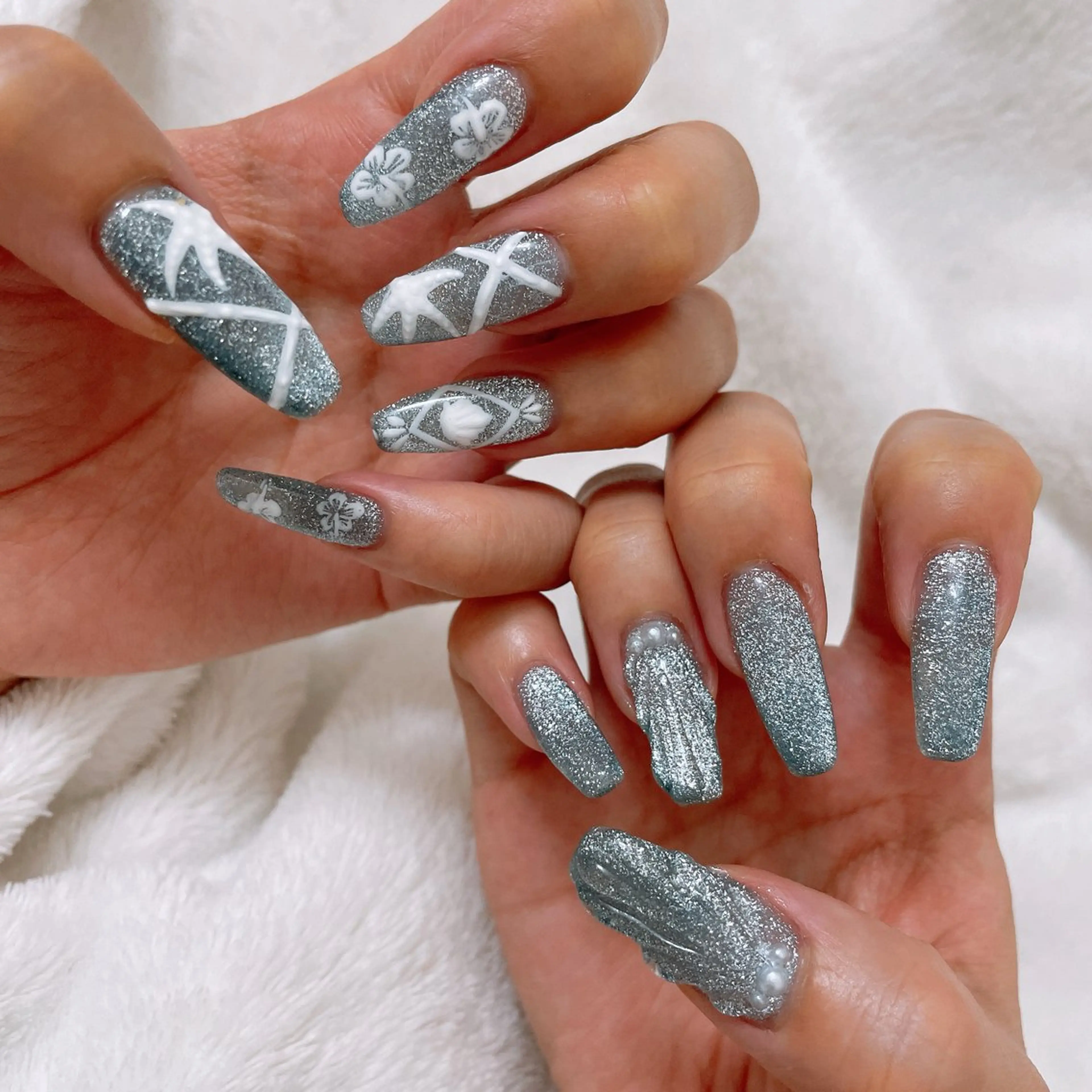 ネイル アートネイル フラッシュネイル マグネットネイル 夏ネイル ハンドネイル Mynail MIZUNOのネイルデザイン